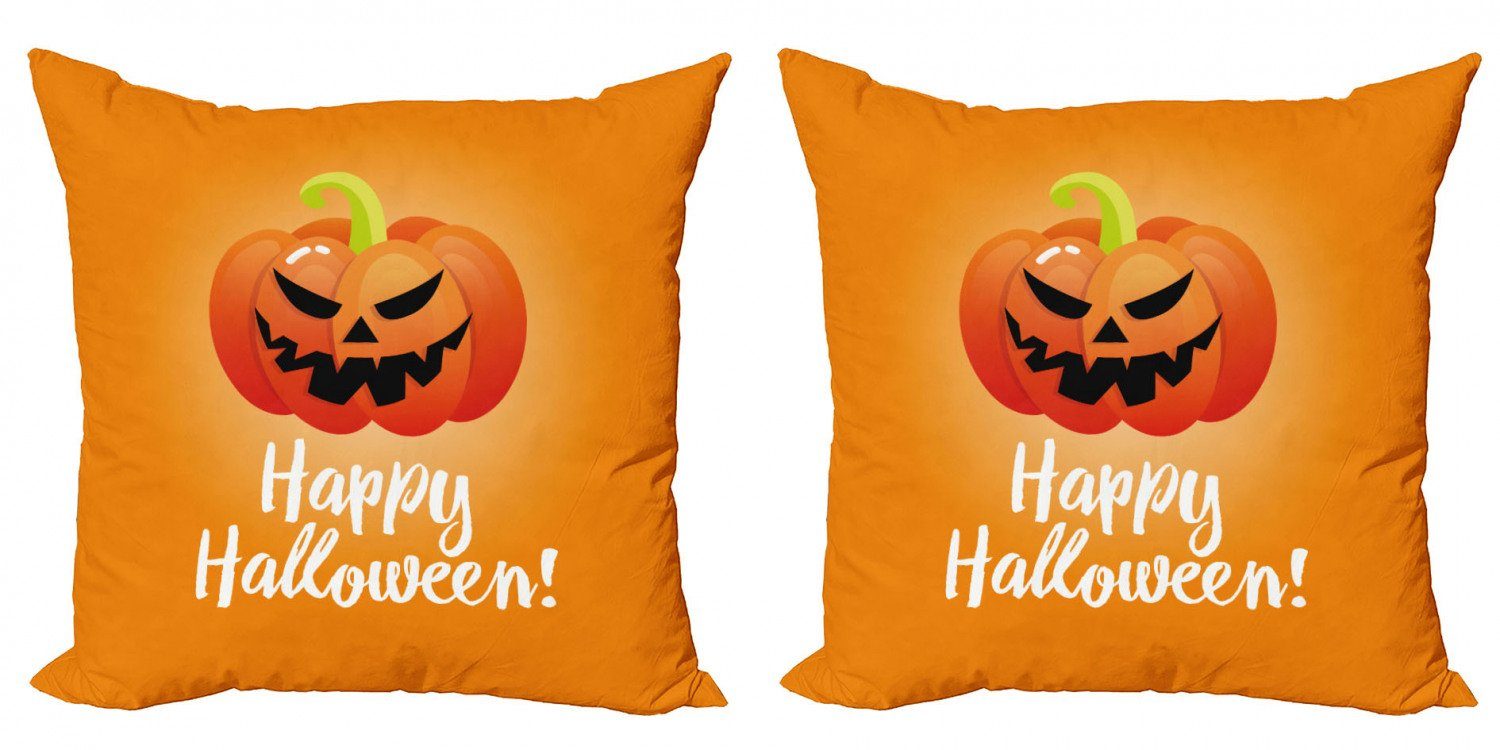 Halloween Abakuhaus Accent Kissenbezüge Digitaldruck, Kürbis Modern Spooky Lächeln (2 Doppelseitiger Stück),