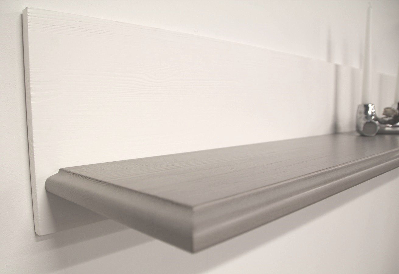 Empinio24 Wandboard Cordoba, Wandregal Breite 140 cm, Kiefer massiv weiss grau