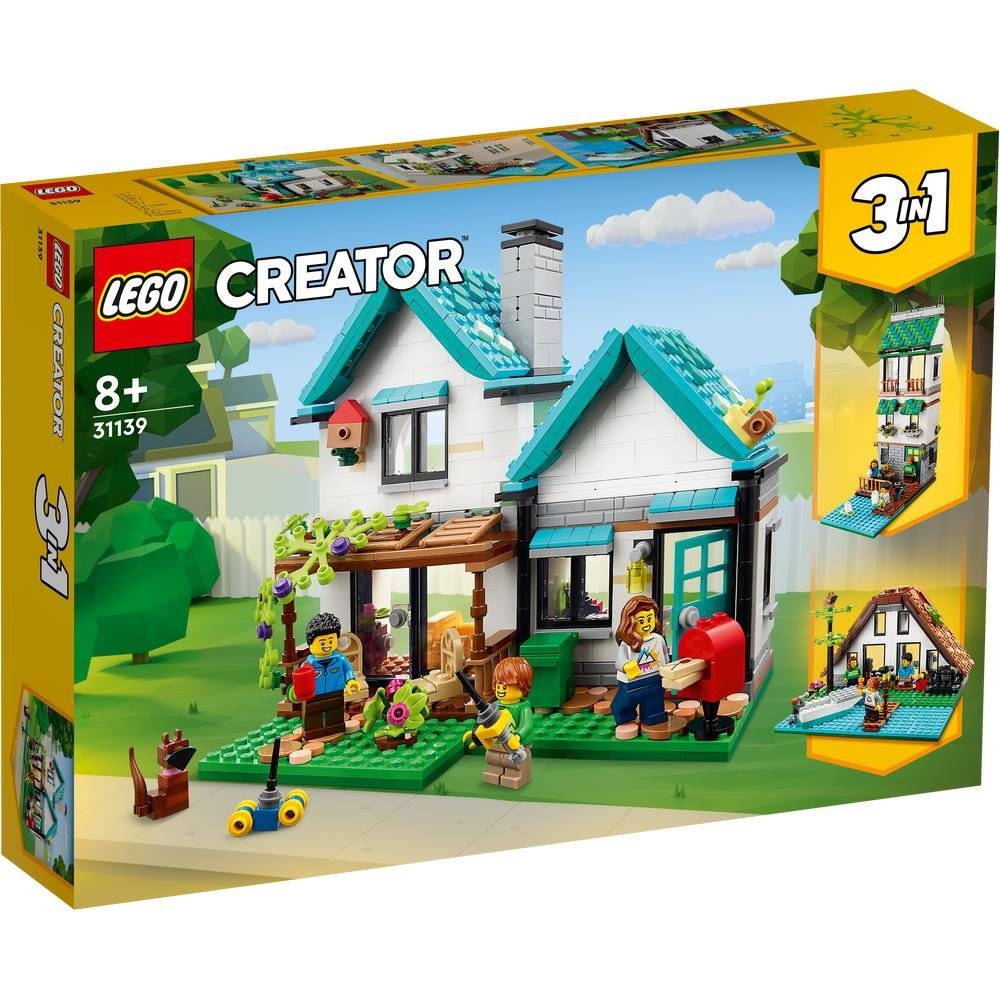LEGO® Creator 31139 - Gemütliches Haus Spielbausteine, (808 St), Spielset, mit Familienhaus, Haus am Kanal und Haus am See