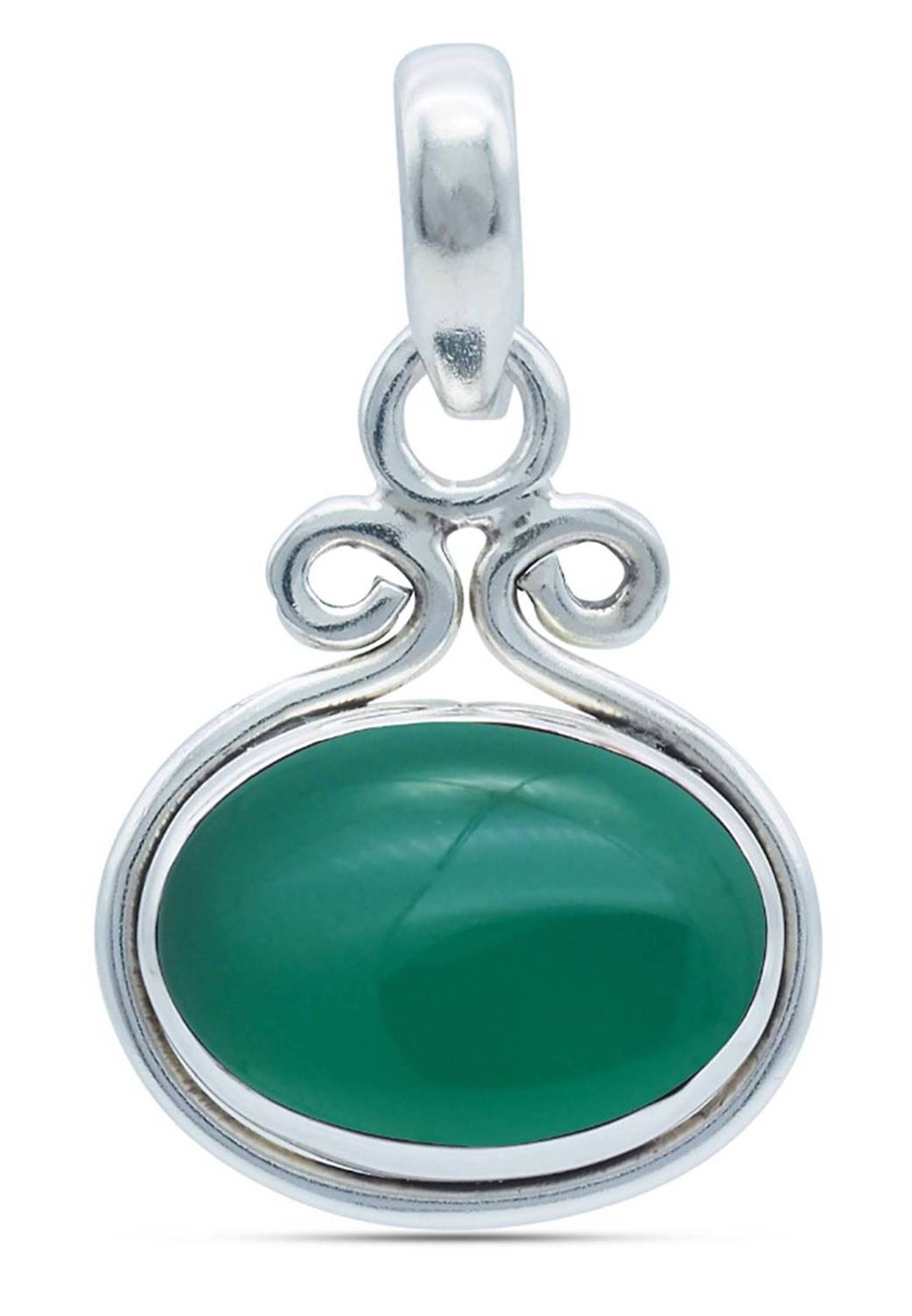 mantraroma Kettenanhänger 925er Silber mit grüner Onyx