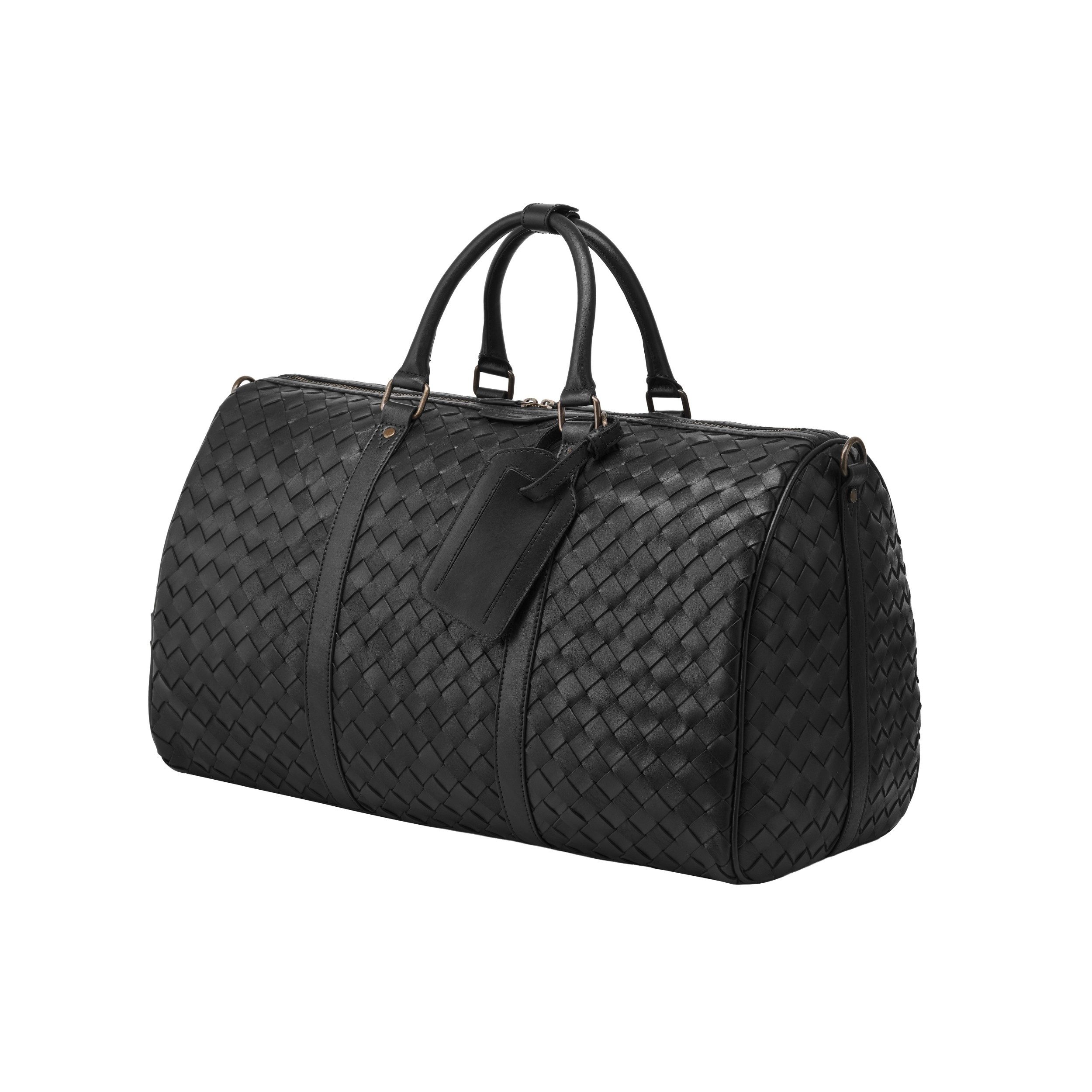 DRAKENSBERG Reisetasche Weekender »James« (50) Schwarz, aus geflochtenem Rindsleder, Luxus für Damen und Herren, einzigartig