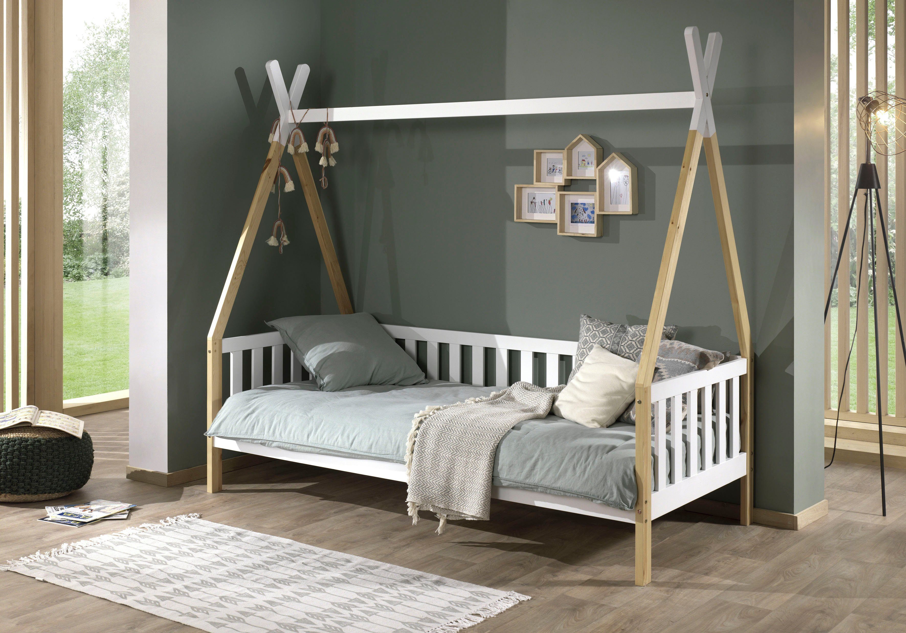 Vipack Kinderbett "Tipi, mit Querstange in Zelt-Optik, Kiefer massiv", (B/H günstig online kaufen