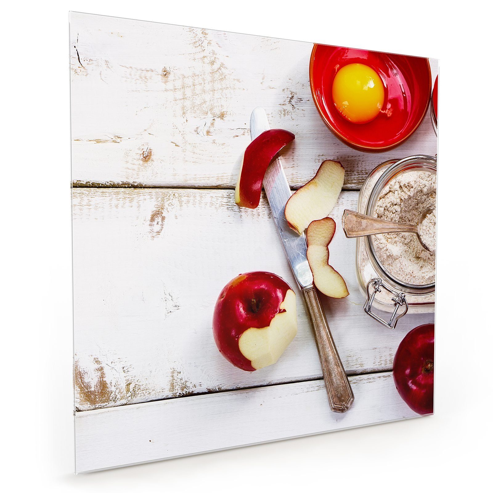Primedeco Küchenrückwand Küchenrückwand Spritzschutz Glas mit Motiv Frische Äpfel