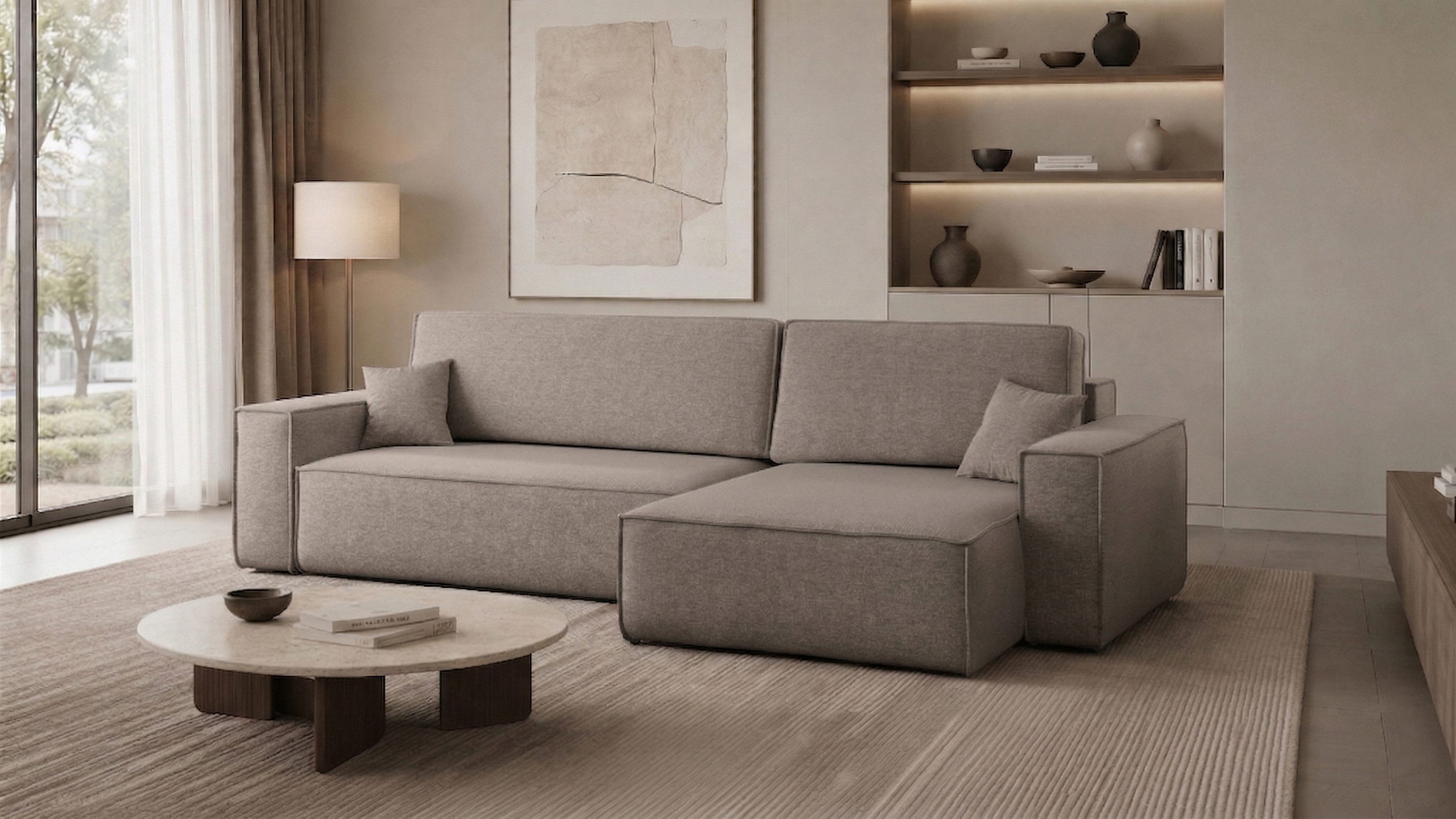 Kaiser Möbel Ecksofa mit schlaffunktion und bettkasten, BEST XL stoff Poso, Quelle, Verita, Mit Bettfunktion und Bettzeugfach