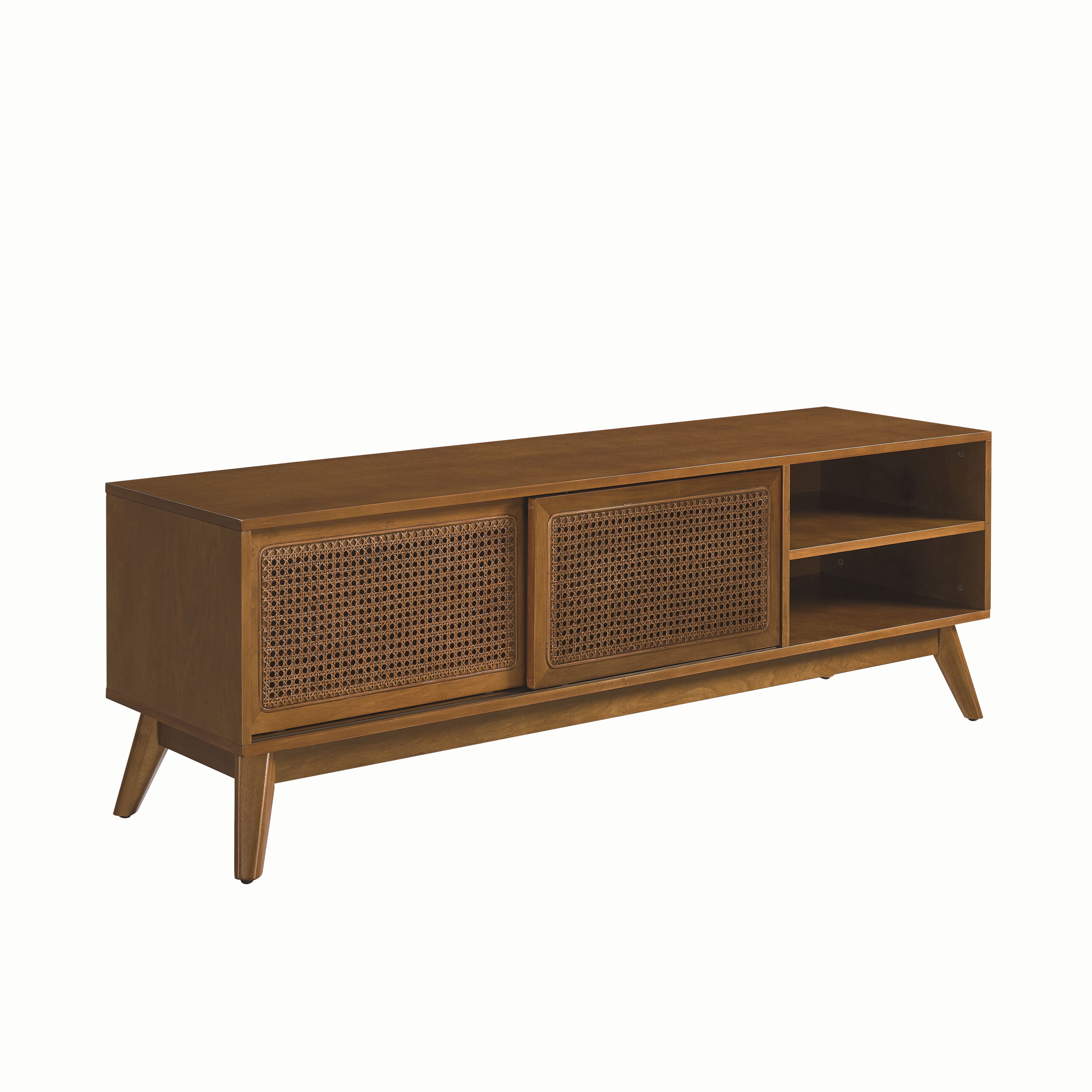 WILLIAMSPACE TV-Schrank Lumen Rattan TV-Schrank mit Echtholzfurnier & Schiebetüren