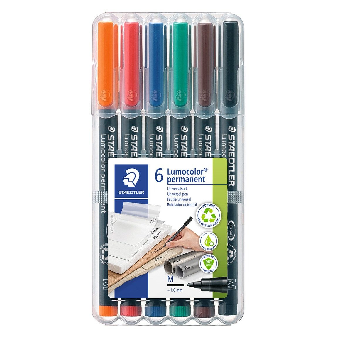 STAEDTLER Folienstift STAEDTLER Lumocolor Folienstifte permanent M 6 Stück