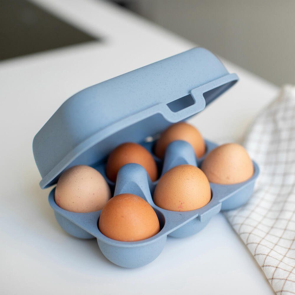 KOZIOL Eierkorb Eierbox Eggs To Go Mini Nature Flower Blue, Biozirkulärer Kunststoff
