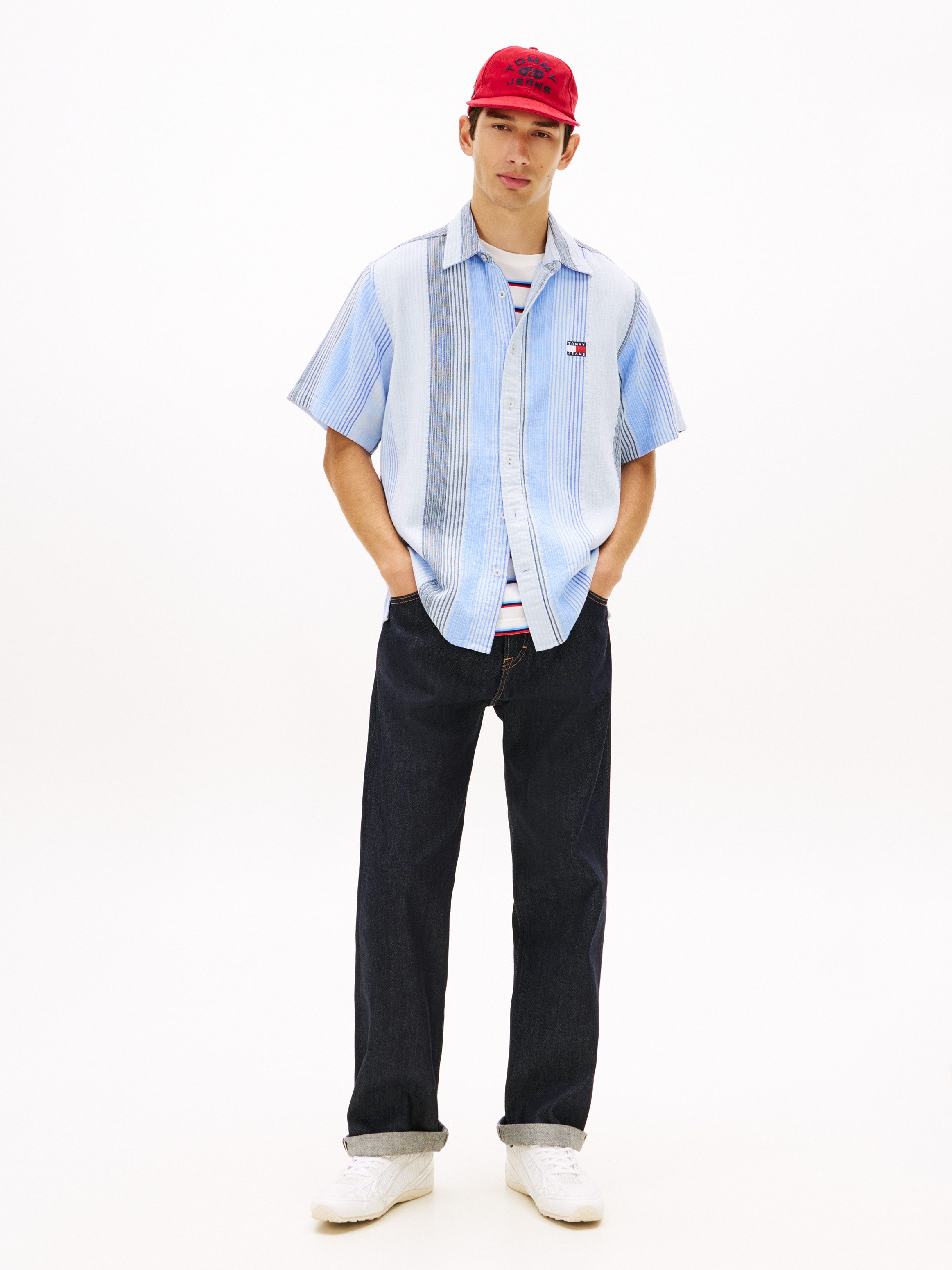 Tommy Jeans Kurzarmhemd RELAXED STRIPE Relaxed fit mit Streifenmuster