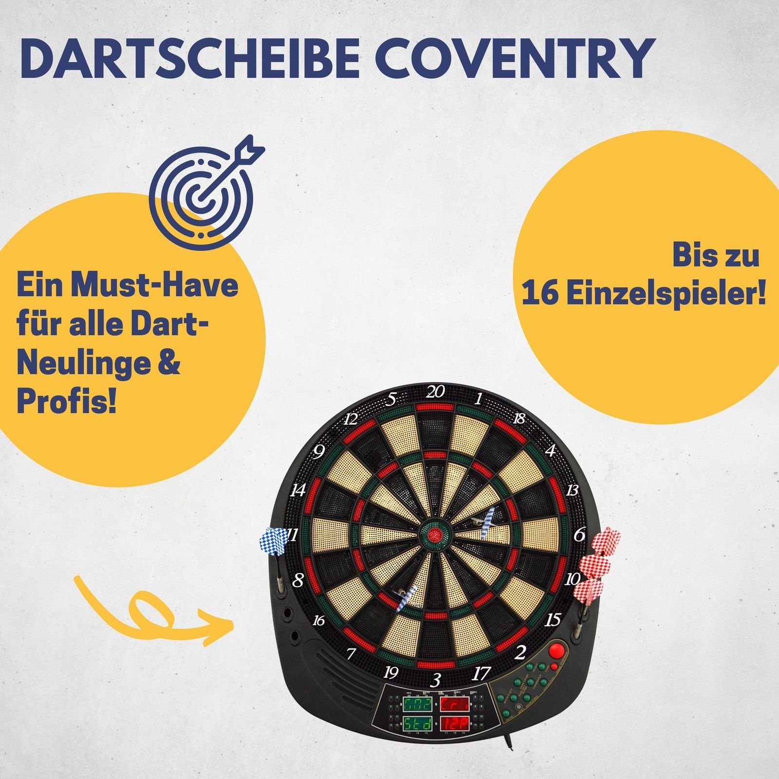 Best Sporting Dartautomat Ersatzspitzen E-Dartscheibe 12 & LED-Anzeigen, elektronisch Dartscheibe Coventry Dartpfeilen I mit Mit