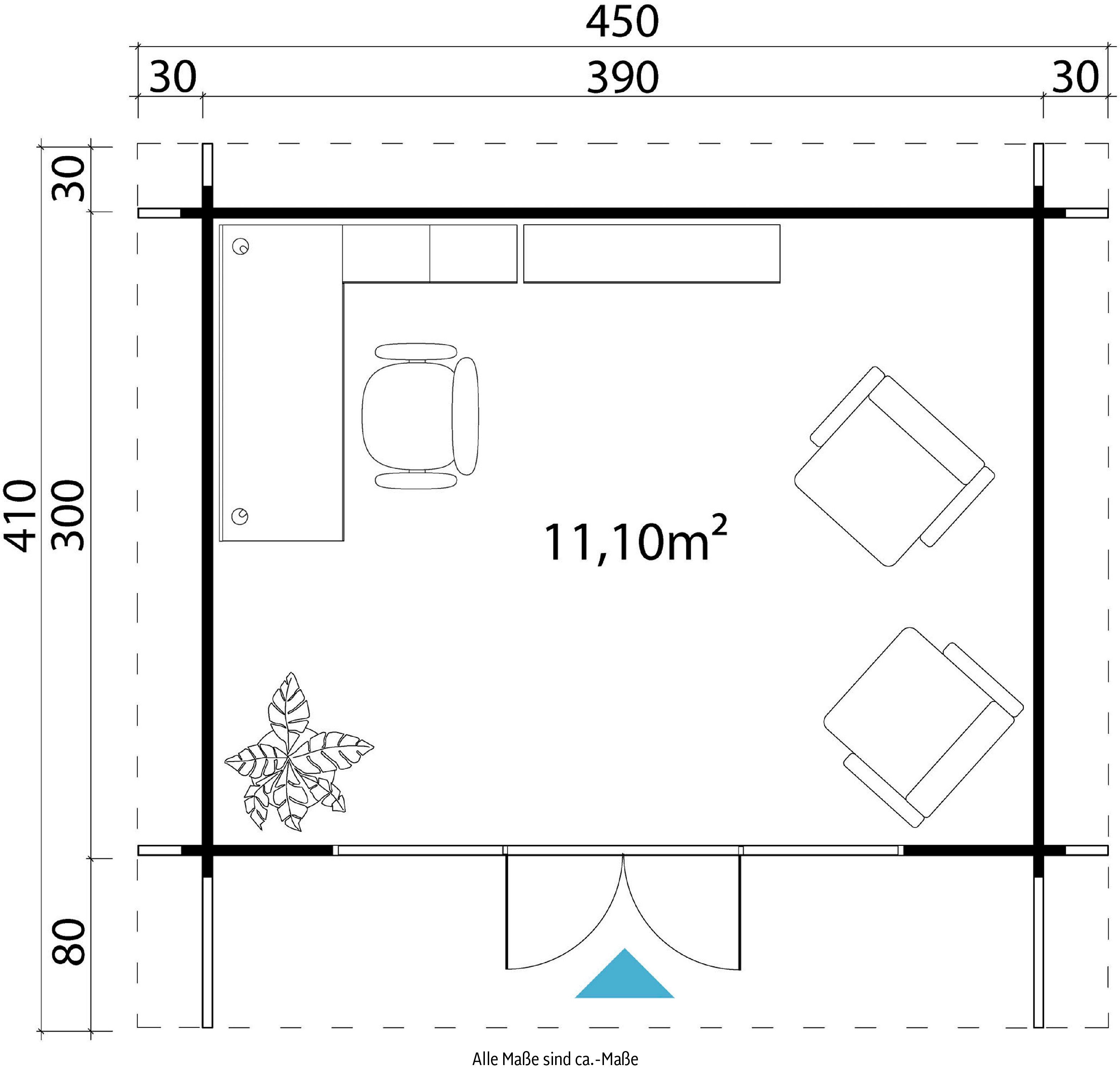 LASITA MAJA inkl. SUSSEX, verlegen) Fussbodenbretter Gartenhaus zum 410x320 BxT: carbongrau (Set, cm
