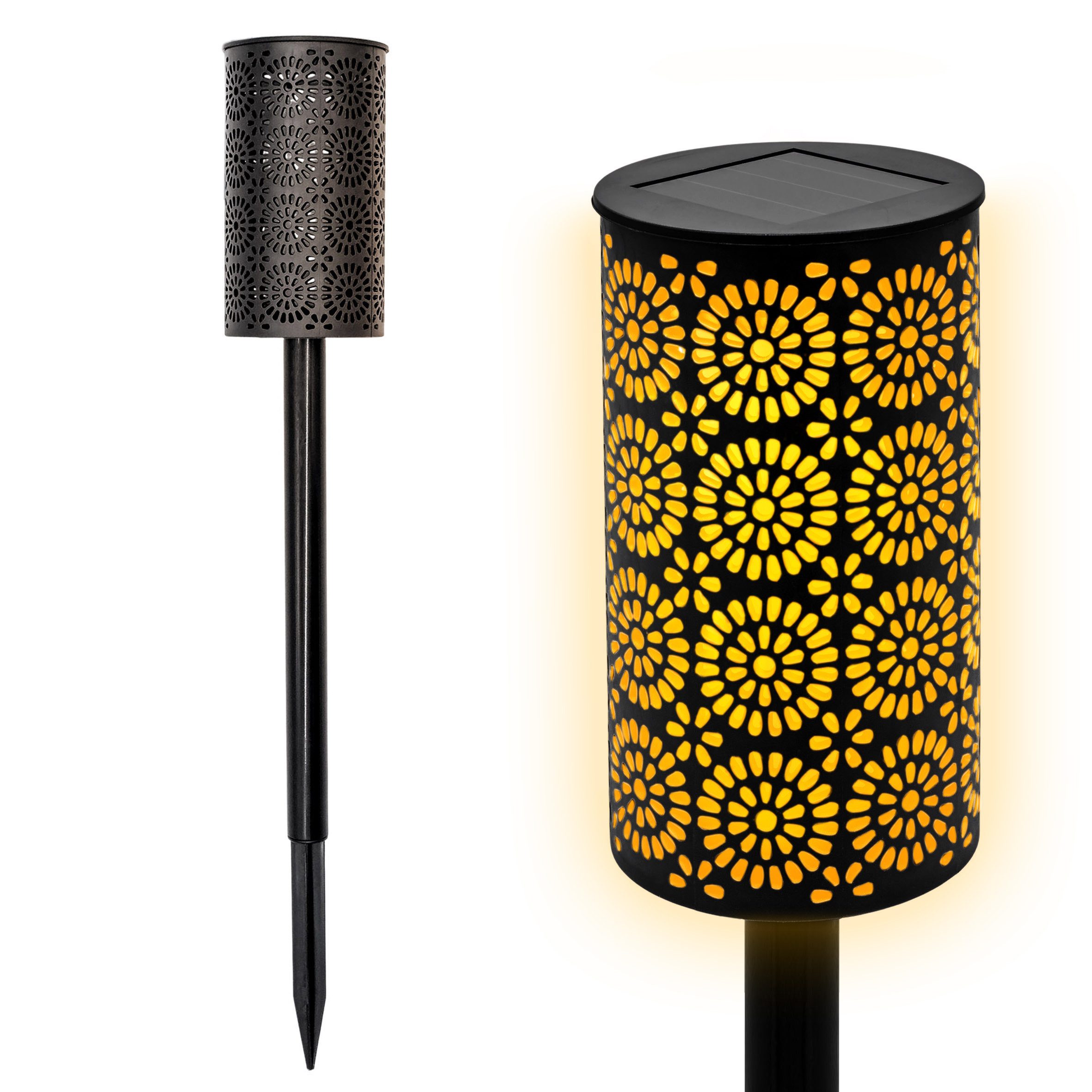 Spetebo LED Gartenfackel mit Blumen Muster günstig online kaufen