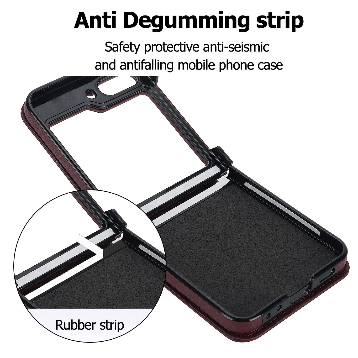 Wigento Handyhülle Für Samsung Galaxy Z Flip5 5G Kunstleder Handy Tasche + Umhängeband