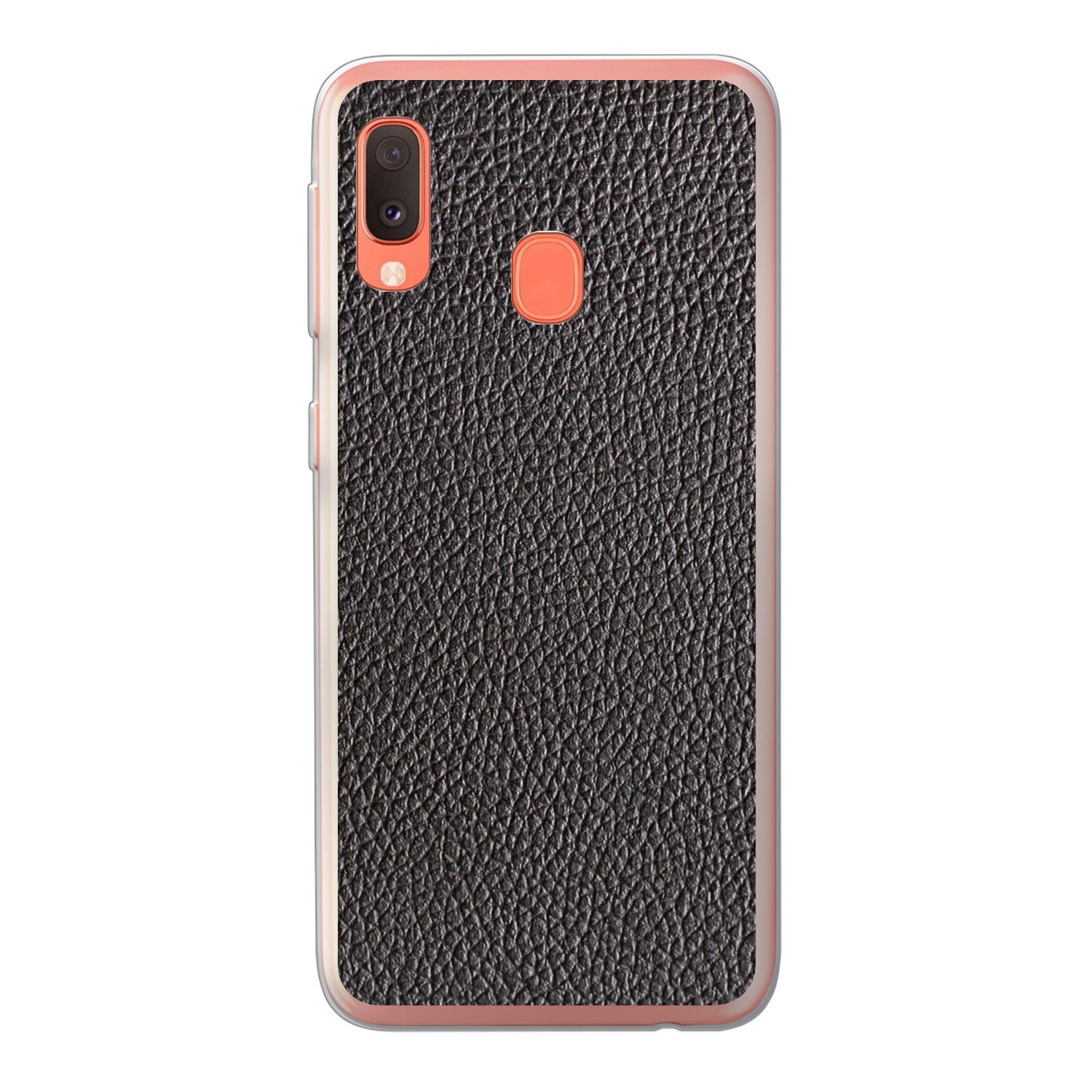 MuchoWow Handyhülle für Samsung Galaxy A20e Leder - Lederoptik - Schwarz - Hell, Smartphone-Bumper, Print, Handy Schutzhülle Dünn