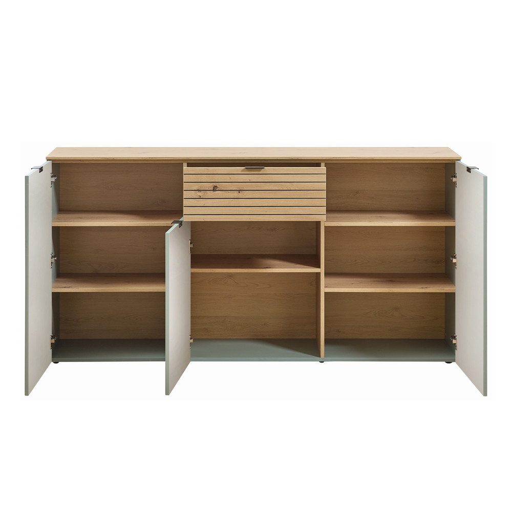 Lomadox Sideboard ISCHIA-36, in Grün mit Eiche, 180 cm breit, Softclose