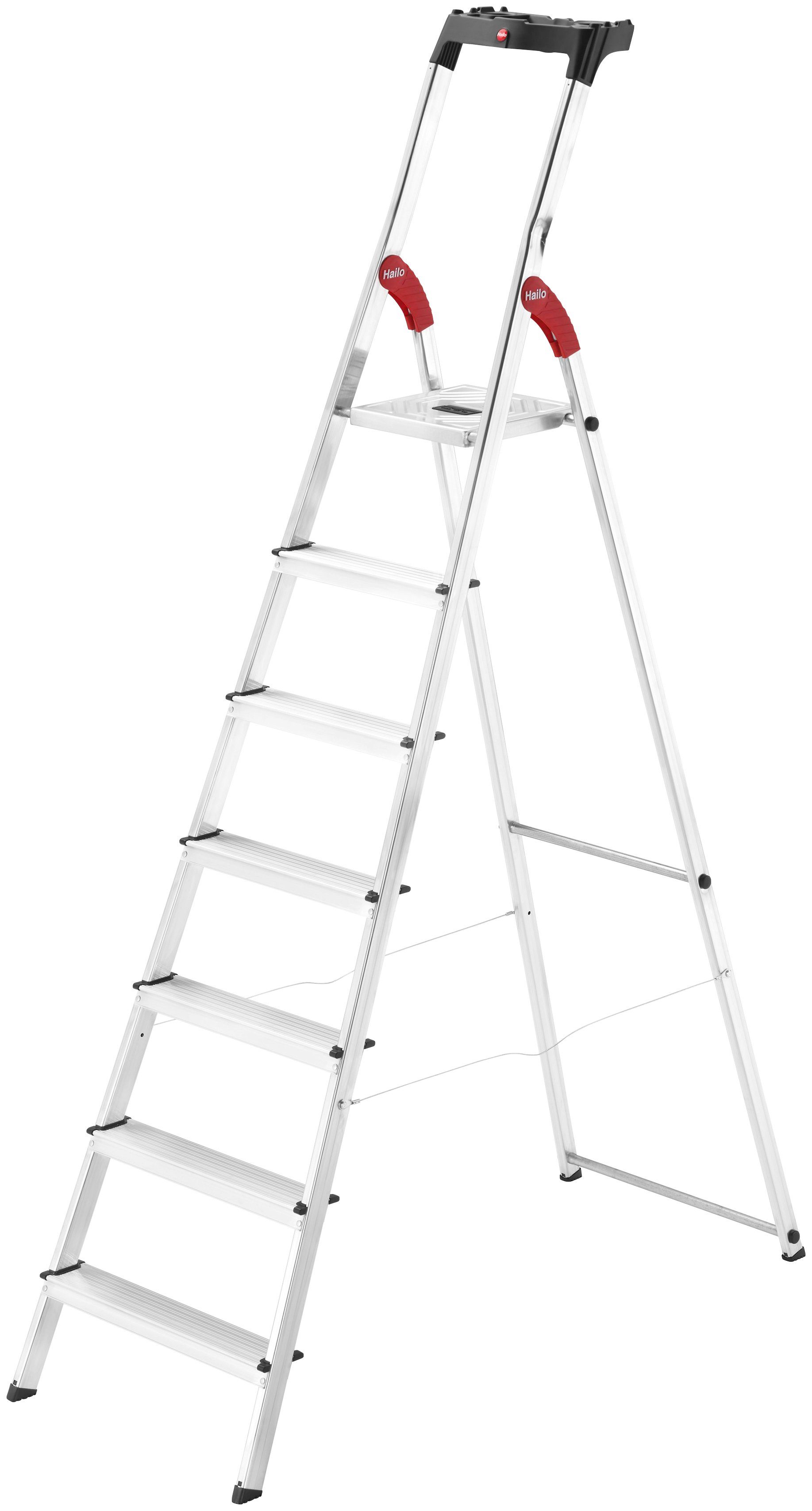 Hailo Stehleiter L60 StandardLine, Alu-Sicherheits-Stehleiter 7 Stufen