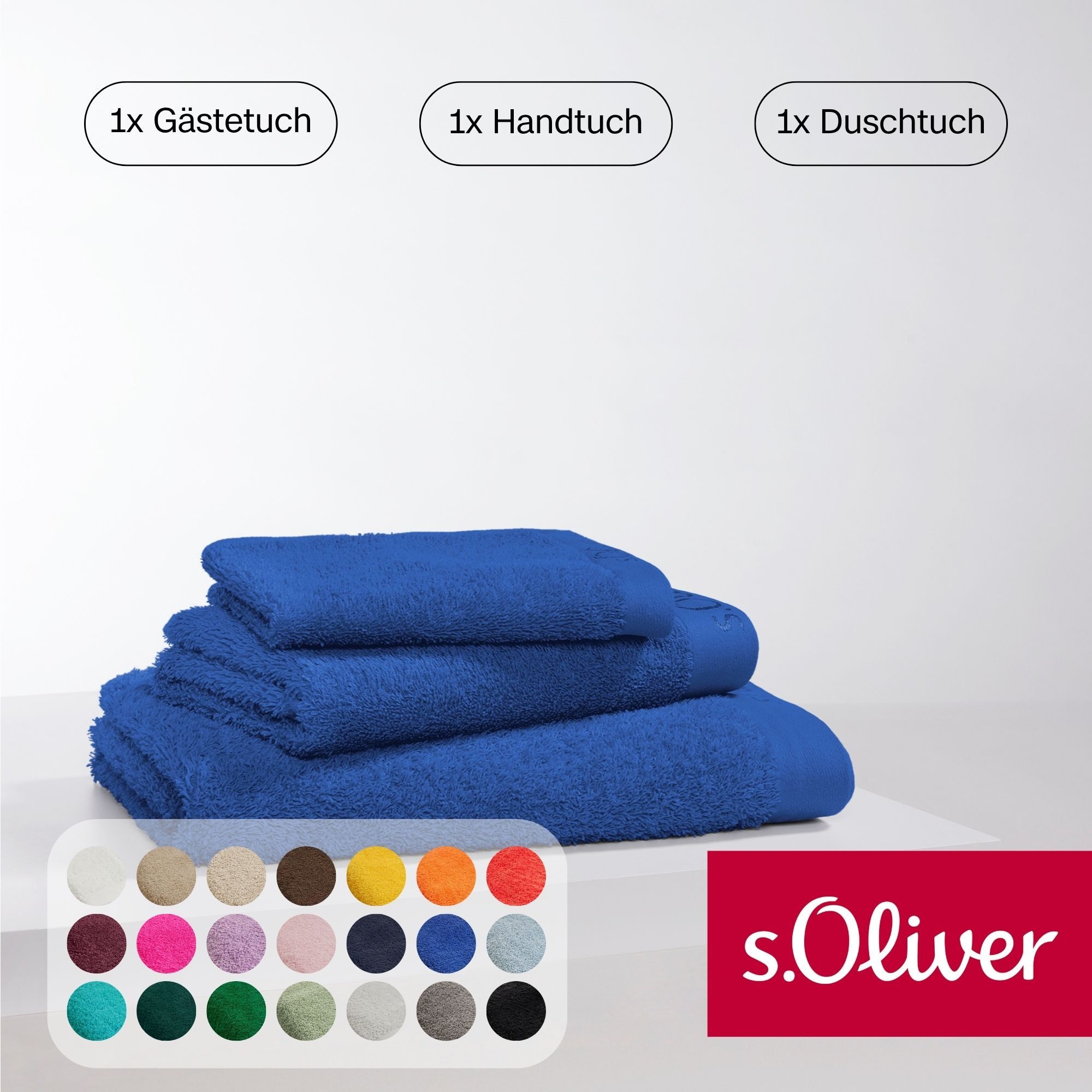 s.Oliver Handtuch Set s.Oliver, Premium Qualität, 600 gr/m², Walkfrottier (Set, 3-St), 1 Gästetuch 30x50 cm, 1 Handtuch 50x100 cm, 1 Duschtuch 70x140 cm