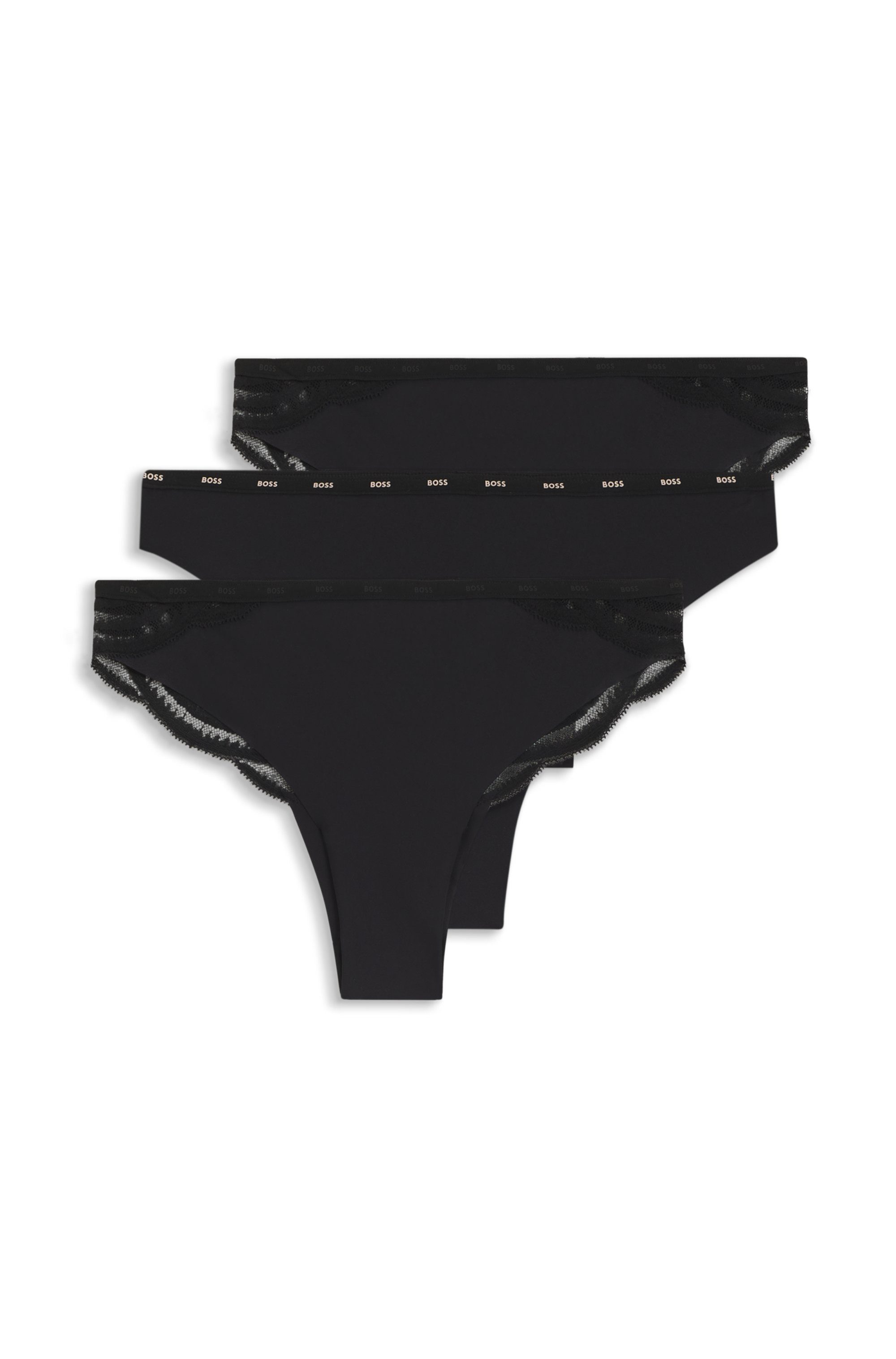 BOSS Brasilslip 3P LACE (3-St) aus supersoftem Material mit nicht abzeichnendem Schnitt