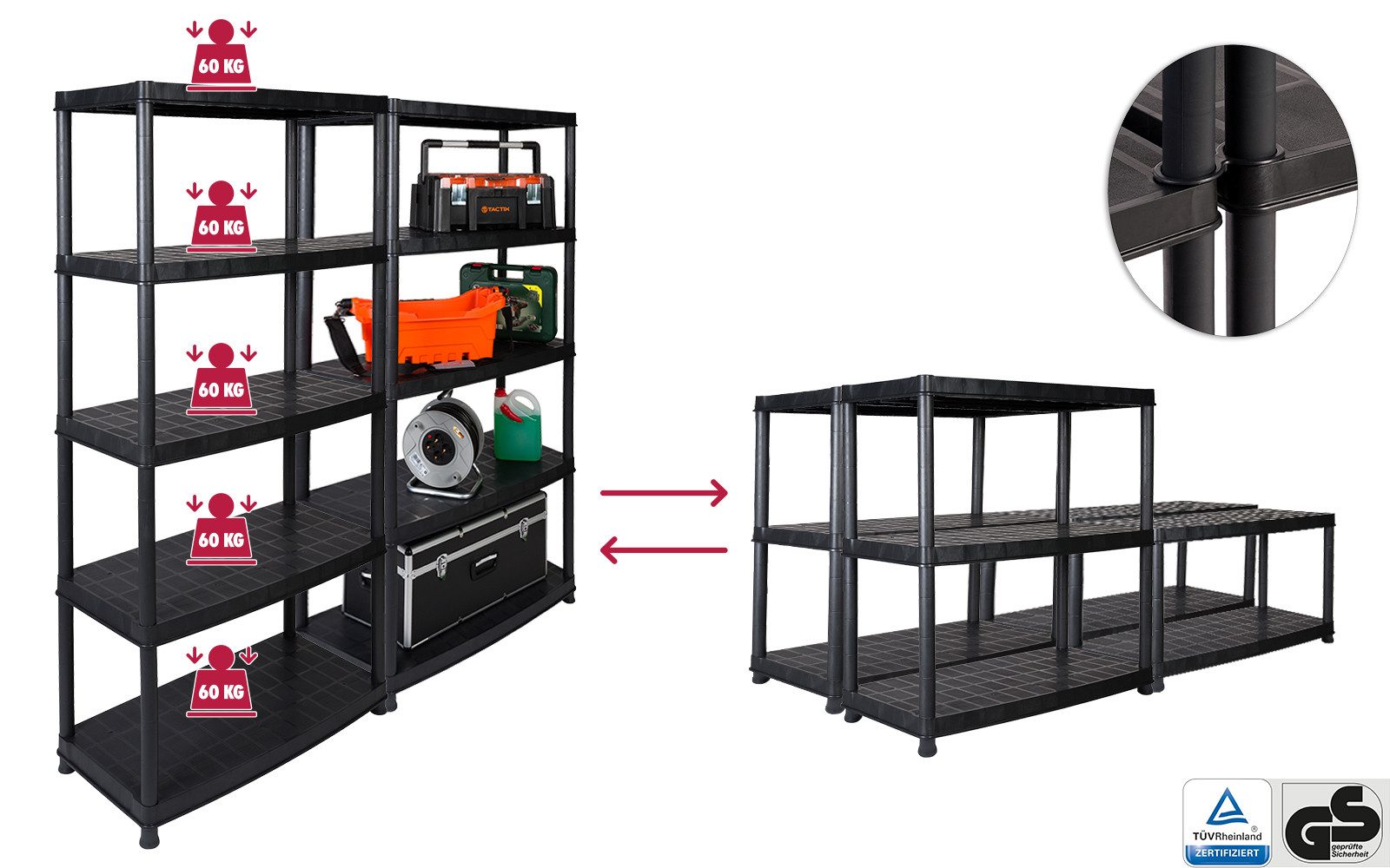 Kreher Schwerlastregal Regal Set: 2 x Optimo mit 5 Böden in Schwarz, 2-tlg. günstig online kaufen