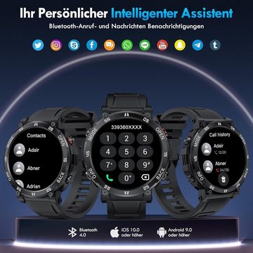 AVUMDA Smartwatch (1,52 Zoll, Android, iOS), Herren mit Telefonfunktion, Benachrichtigung,Pulsuhr,blutdruckmessung