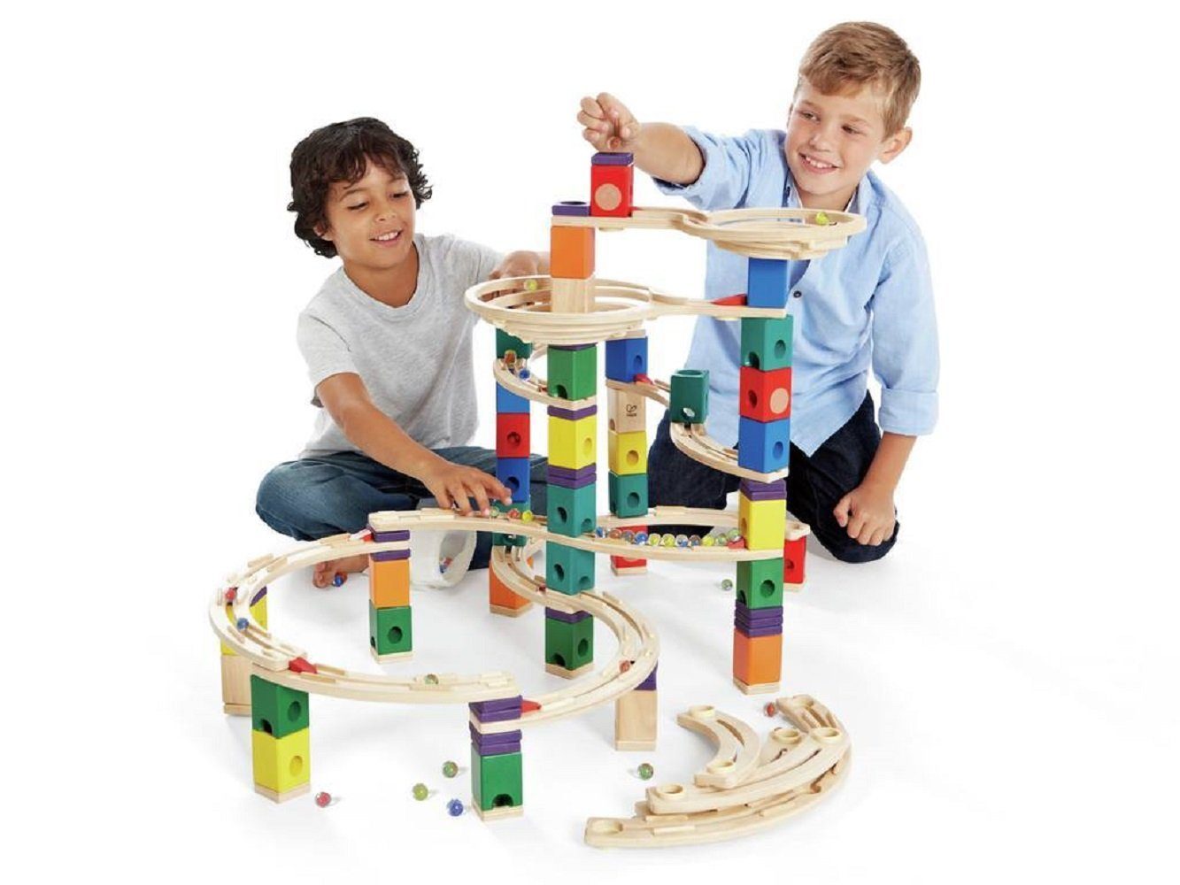 Hape Kugelbahn-Bausatz Kugelbahn Quadrilla The Cyclon 202 Teile- super für Kids, (202-tlg)