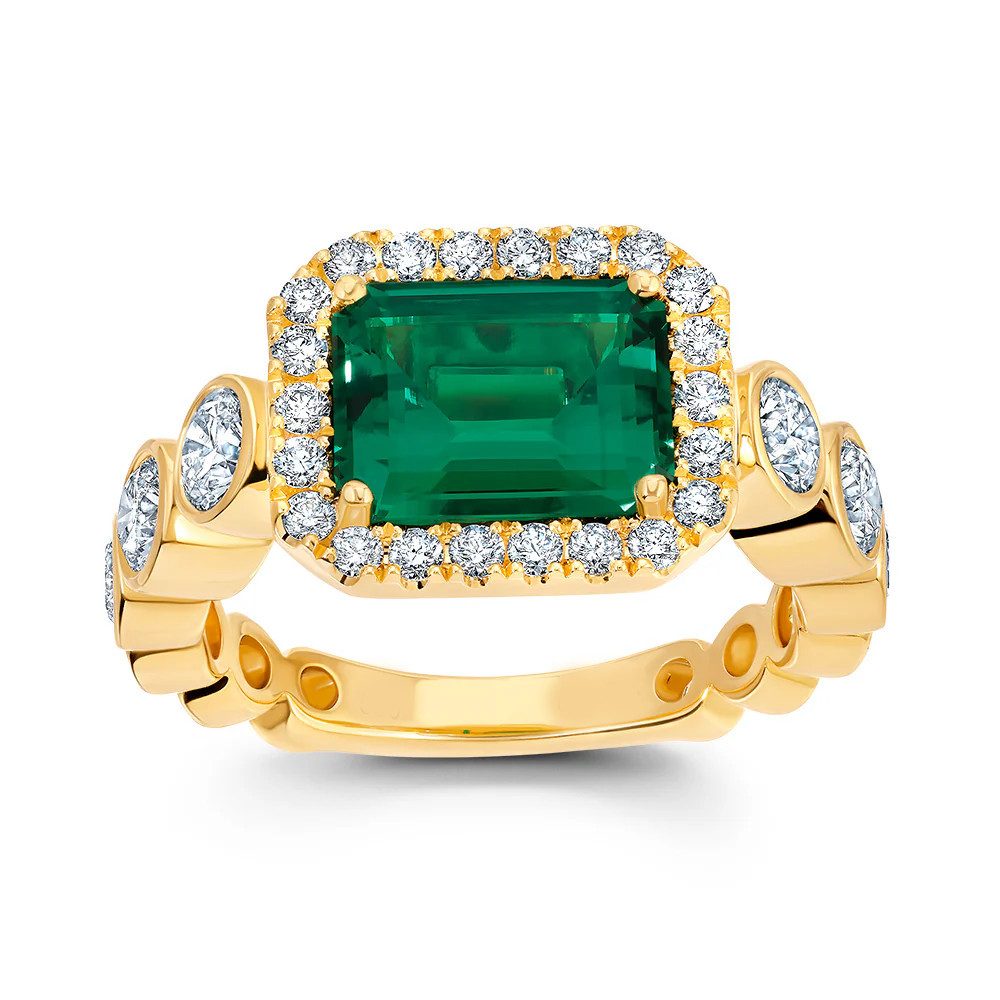 Jumpeak Diamantring 3.2ct,14K Gelbgold,Diamantring,Ring Mit Grünem Stein,Verlobungsring, Ehering,Ring Mit Stein,Mutter tochter Geschenk, Geschenk für Damen