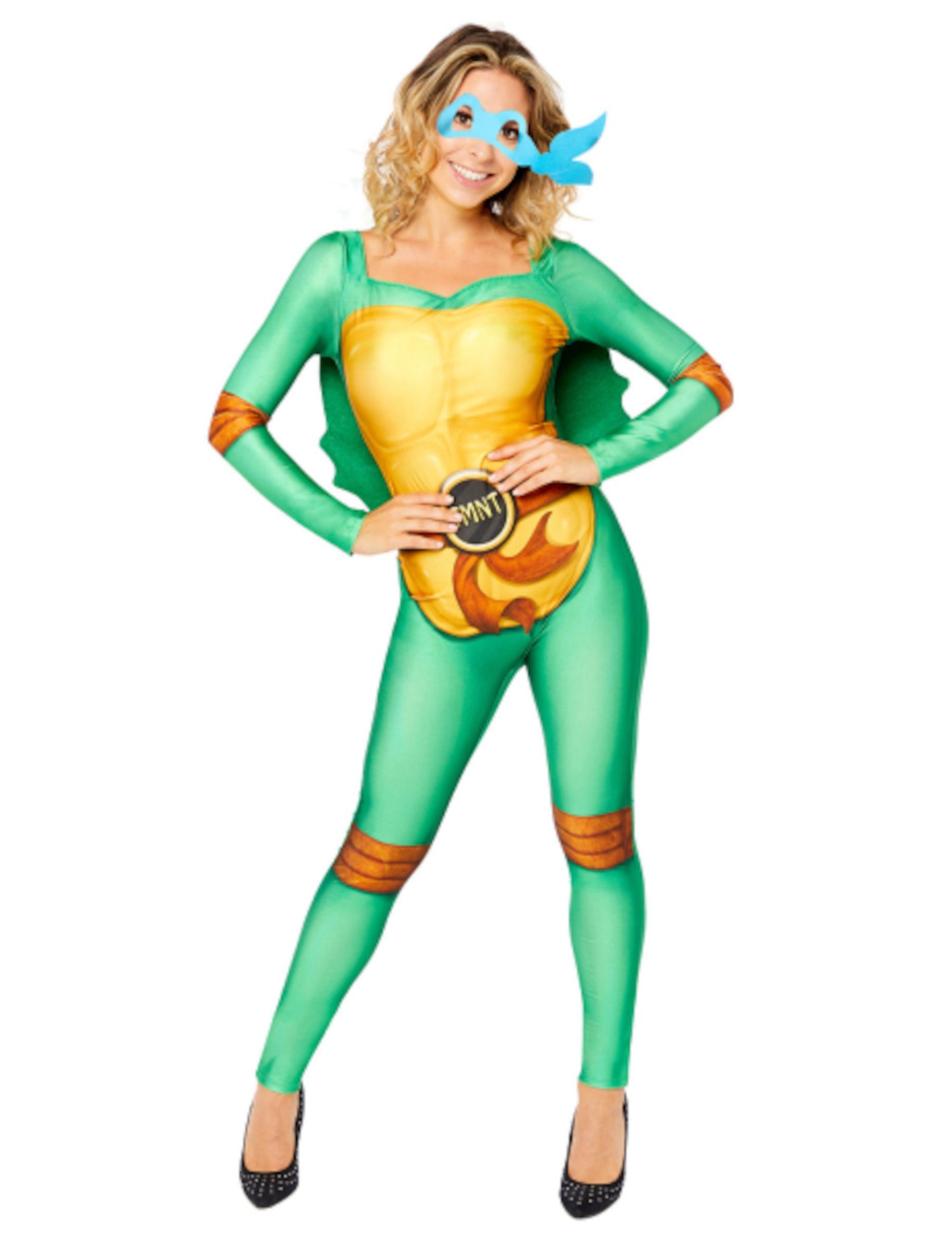 Riethmüller Kostüm Variierbares Ninja-Turtle-Kostüm für Damen grün-gelb-braun