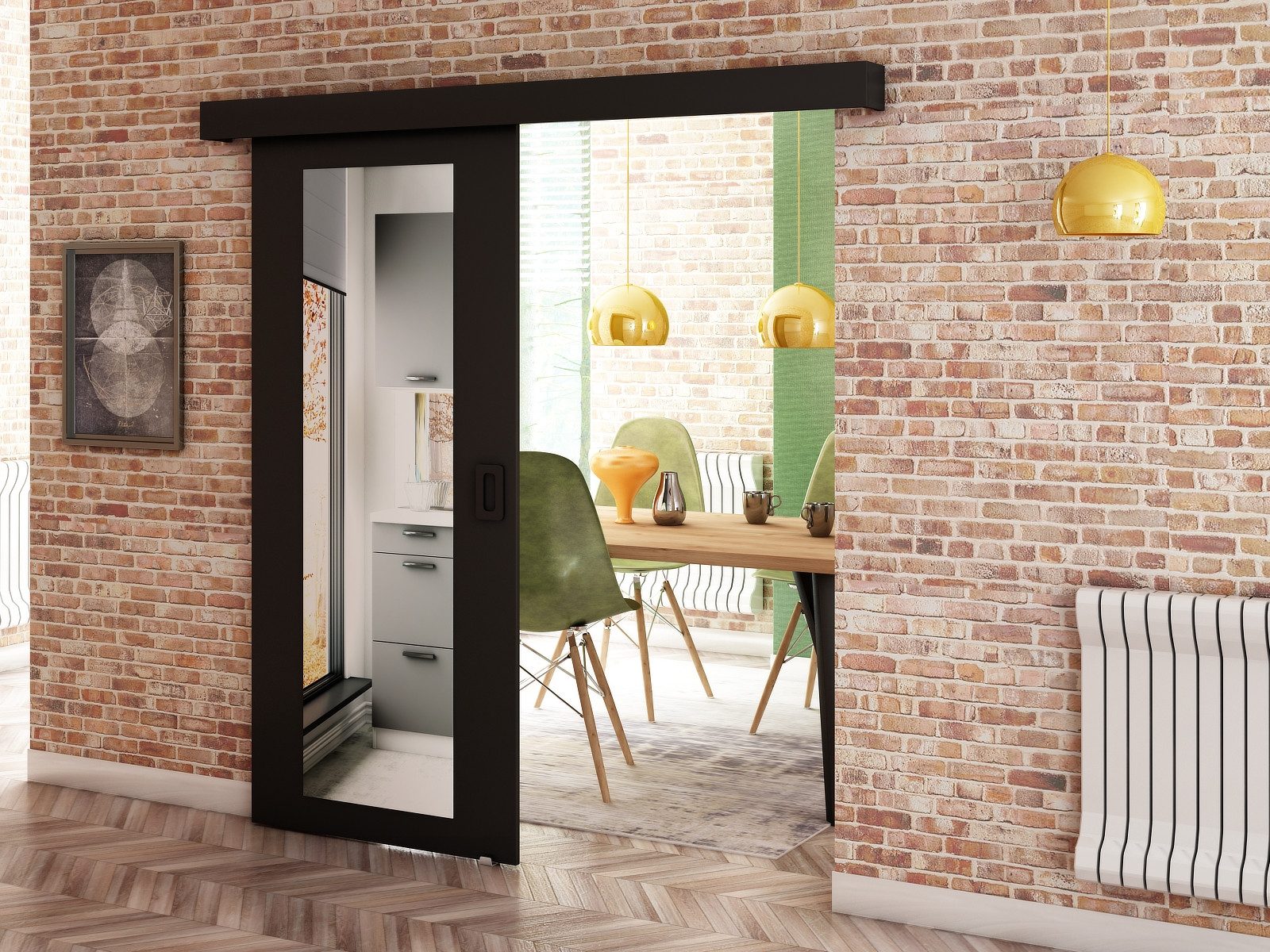 MOEBLO Schiebetür MAY II (mit Spiegel, mit/ohne Soft-Close-System, Tür universell Links / Rechts, Раздвижные двери Gleittüren Schiebetüre Schiebesysteme Türen auf Schiene Türen mit Schiebemechanismus), (BxHxT):90x204x7cm