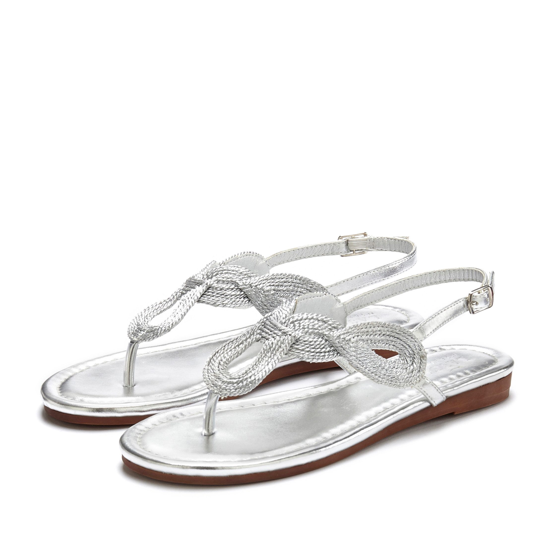 LASCANA Zehentrenner Sandale, Pantolette im Metallic-Look günstig online kaufen