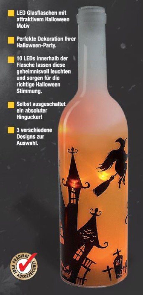 Luna24 simply great ideas... LED Dekolicht LED Dekoflasche Halloween "Hexen", LED fest integriert