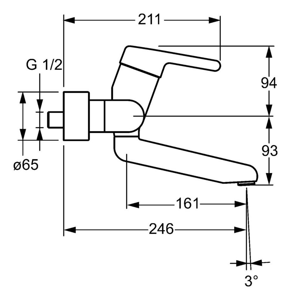 Thumbnail - HANSA Waschtischarmatur Hansamedipro Einhand-Wandbatterie, DN 16 Care® Strahlregler Bedienungshebel