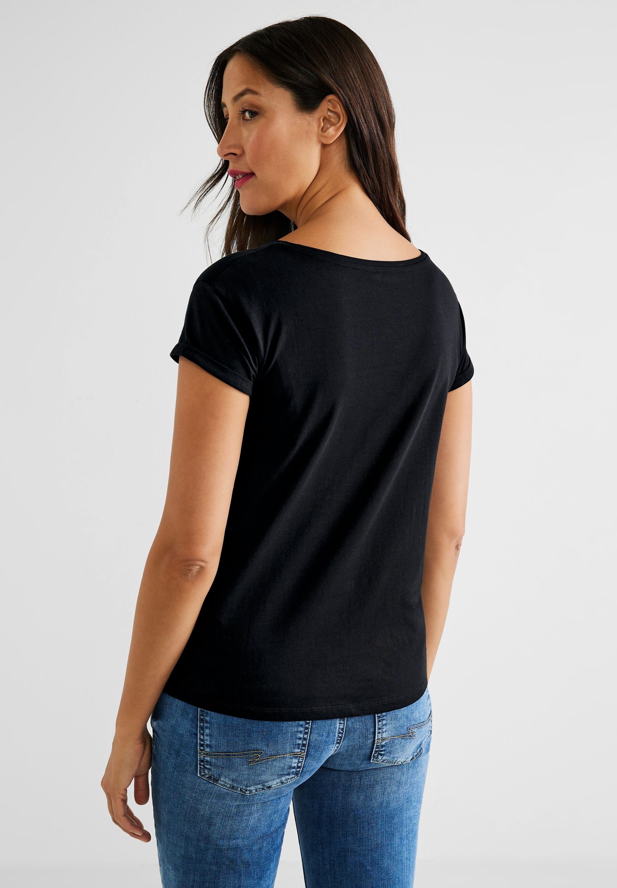Baumwolle T-Shirt reiner STREET ONE aus Black