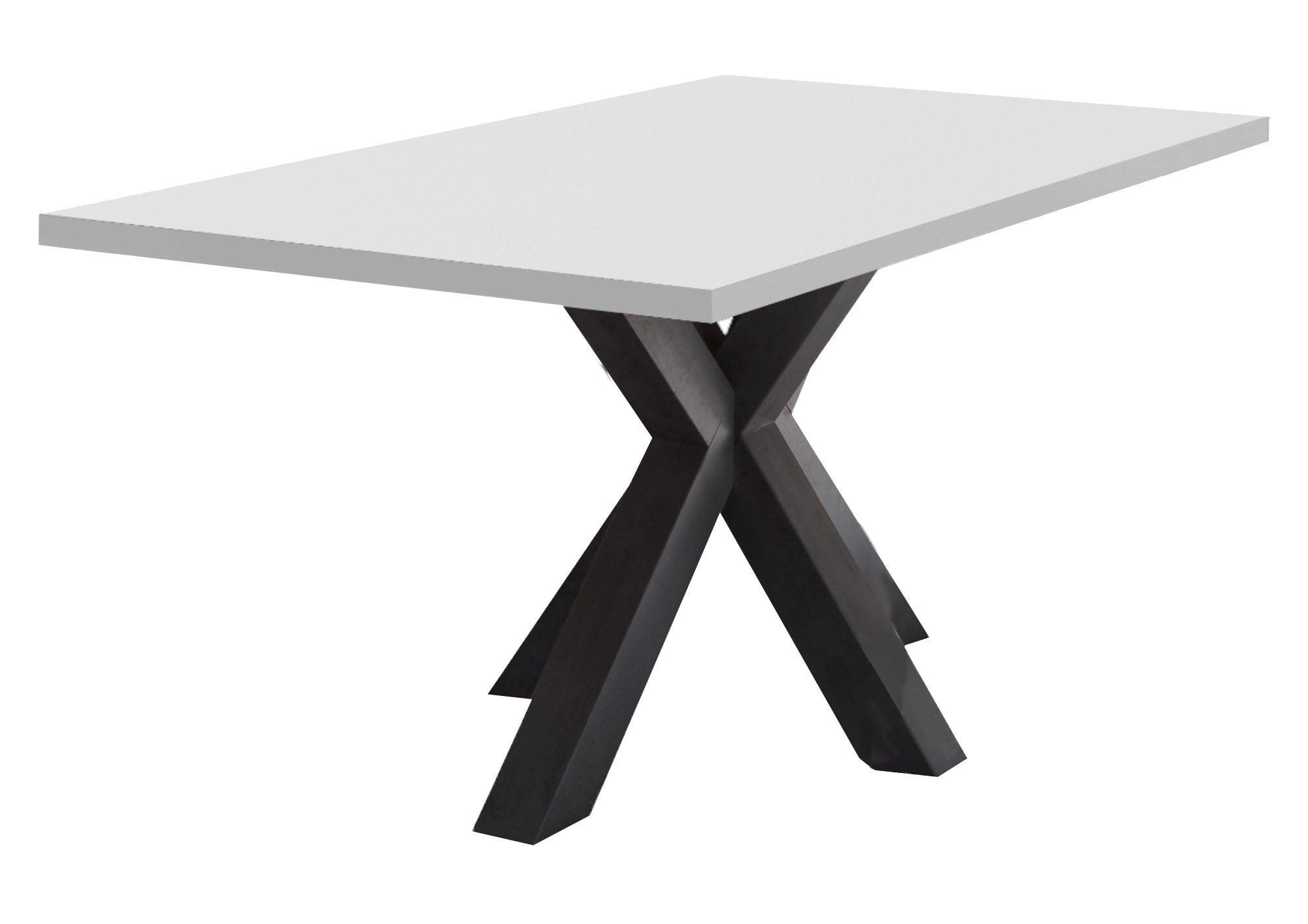 58 aufm Kessel Esstisch Elda 2 140 x 90 x 75 Esstisch Schwarzstahl/Weiß Matt Lack 13955-140 (Einzeltisch)