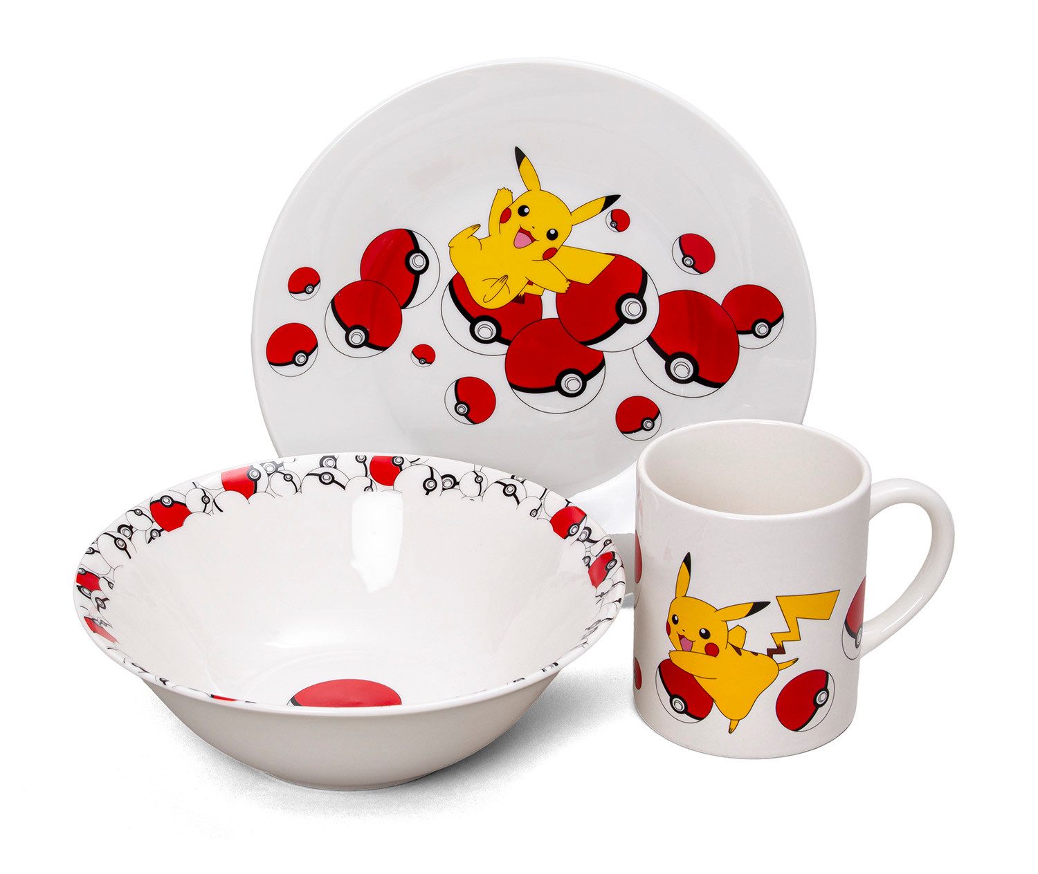 The Pokémon Company Tasse Frühstücksset (Schale, Teller, Tasse) - Pokémon - Pikachu Pokéball (NE