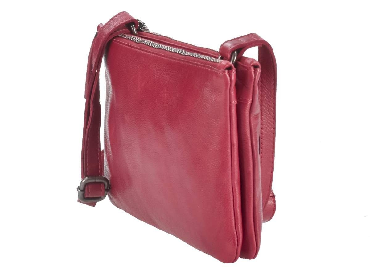 Greenburry Umhängetasche Soft Washed, Schultertasche einzelnen 25x16cm red mit 2 Reißverschlussfächern