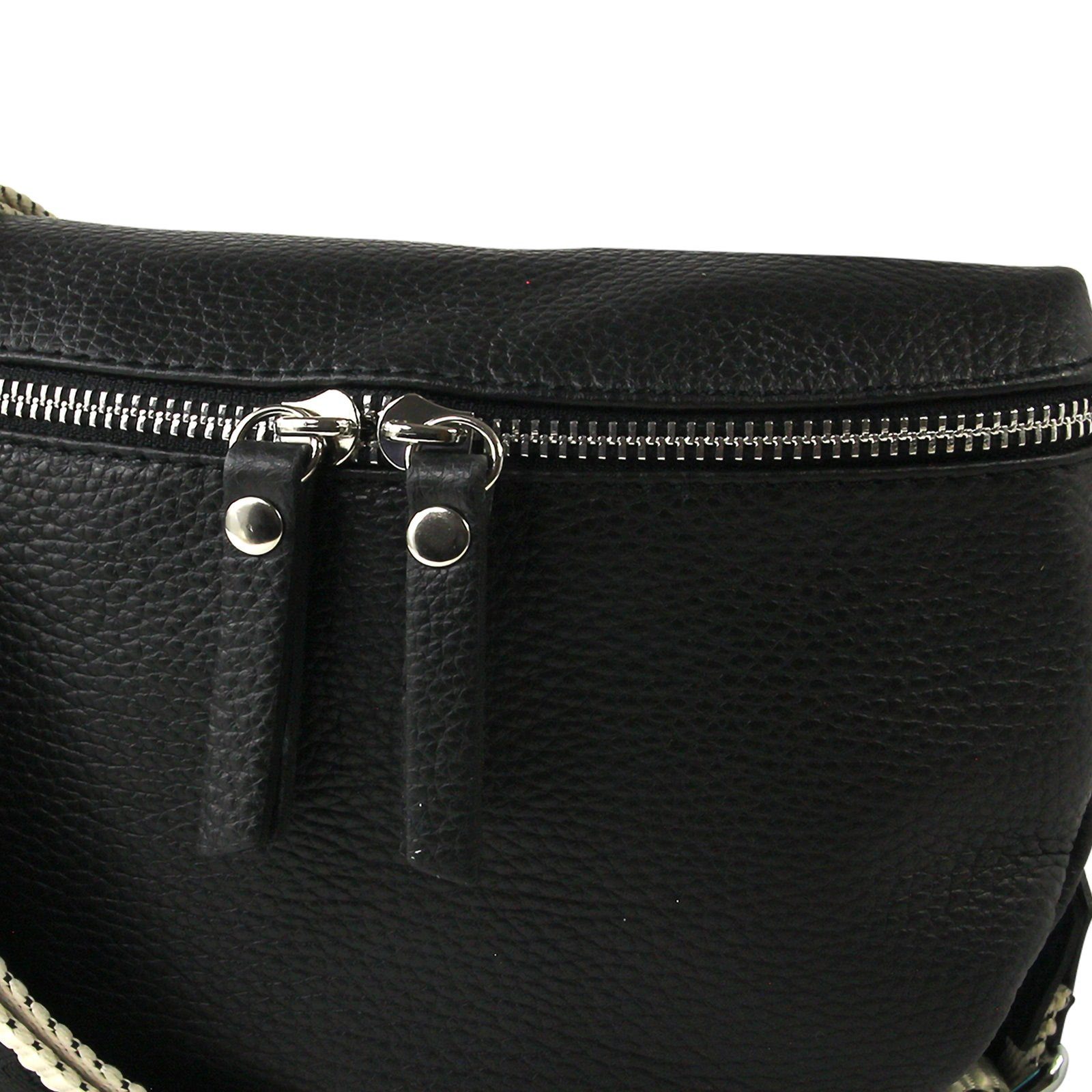 Toscanto Gürteltasche Toscanto Damen Gürteltasche Leder schwarz (Gürteltasche), Damen Gürteltasche Leder, schwarz, mehrfarbig ca. 25cm x ca. 15cm