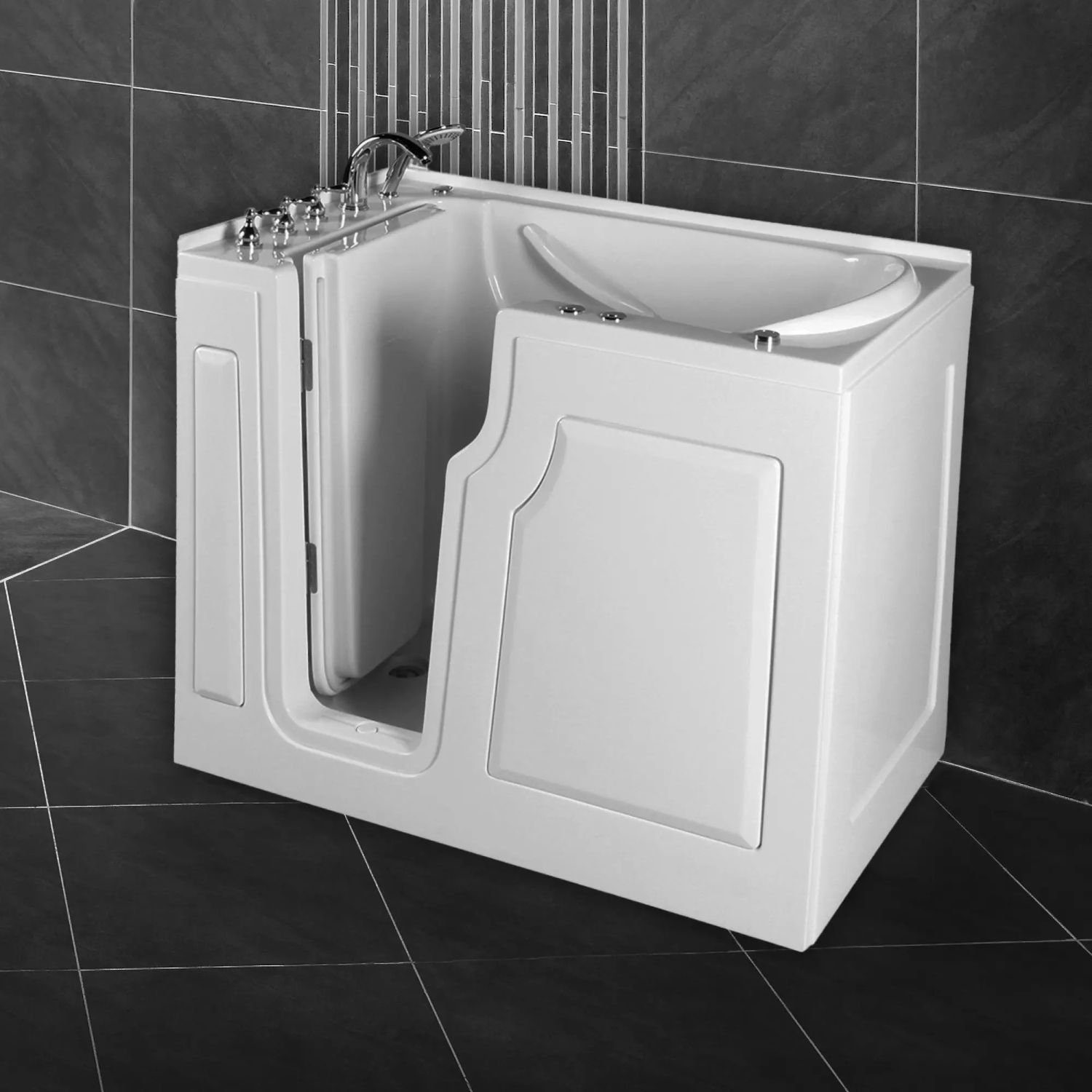 PureHaven Badewanne Seniorenbadewanne 122x71 cm mit Whirlpool-Funktion