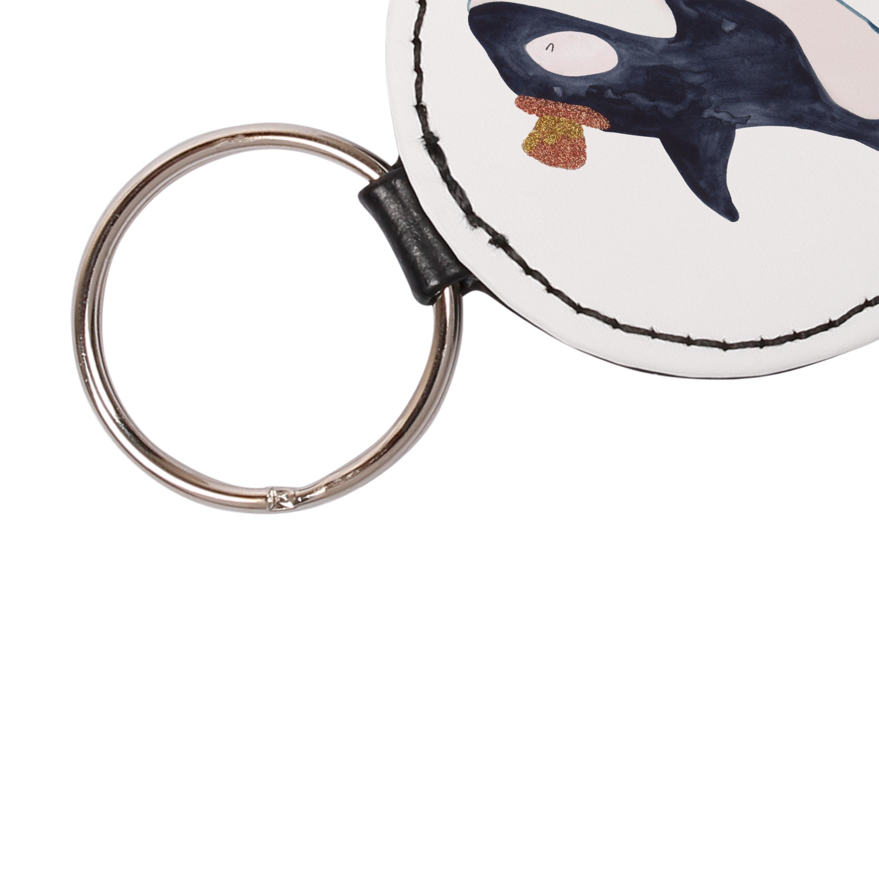 Orca Schlüsselanhänger - Mrs. Panda Weiß Anhänger, - Zylinder (1-tlg) Geschenk, Taschenanhänger, Glitter, & Mr.