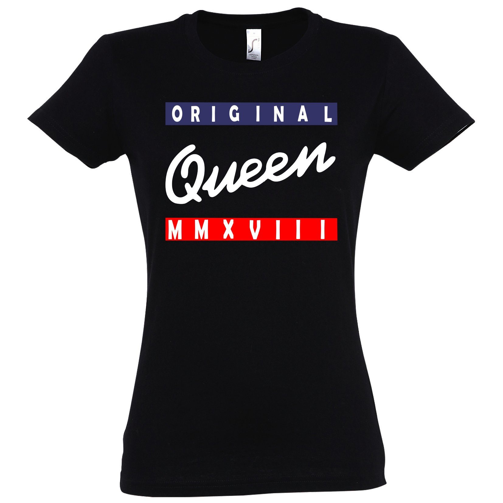 T-Shirt Print-Shirt mit Couples King Print, für / Paare modischem Schwarz Shop Partner QUEEN im Look Queen &