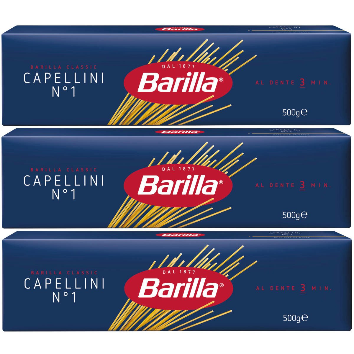Barilla Nudeln, Barilla Nudeln Capellini Nummer 1 Hartweizengrieß 500g 3er Pack