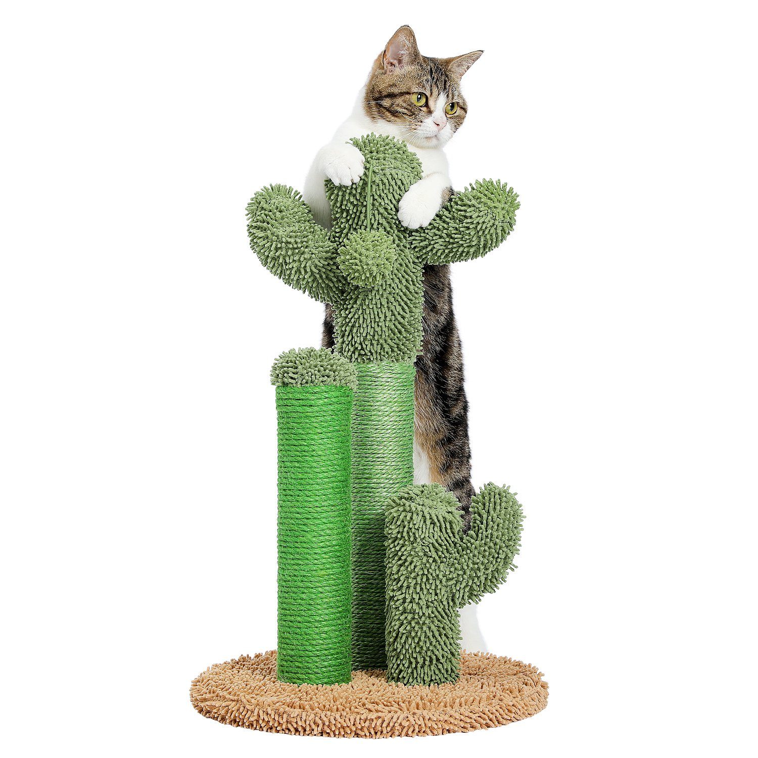 PAWZ Road Kratzbaum Kratzbaum Kaktus, Kratzsäule, 3 Pfosten in 1 Set Grün, Kaktus Design