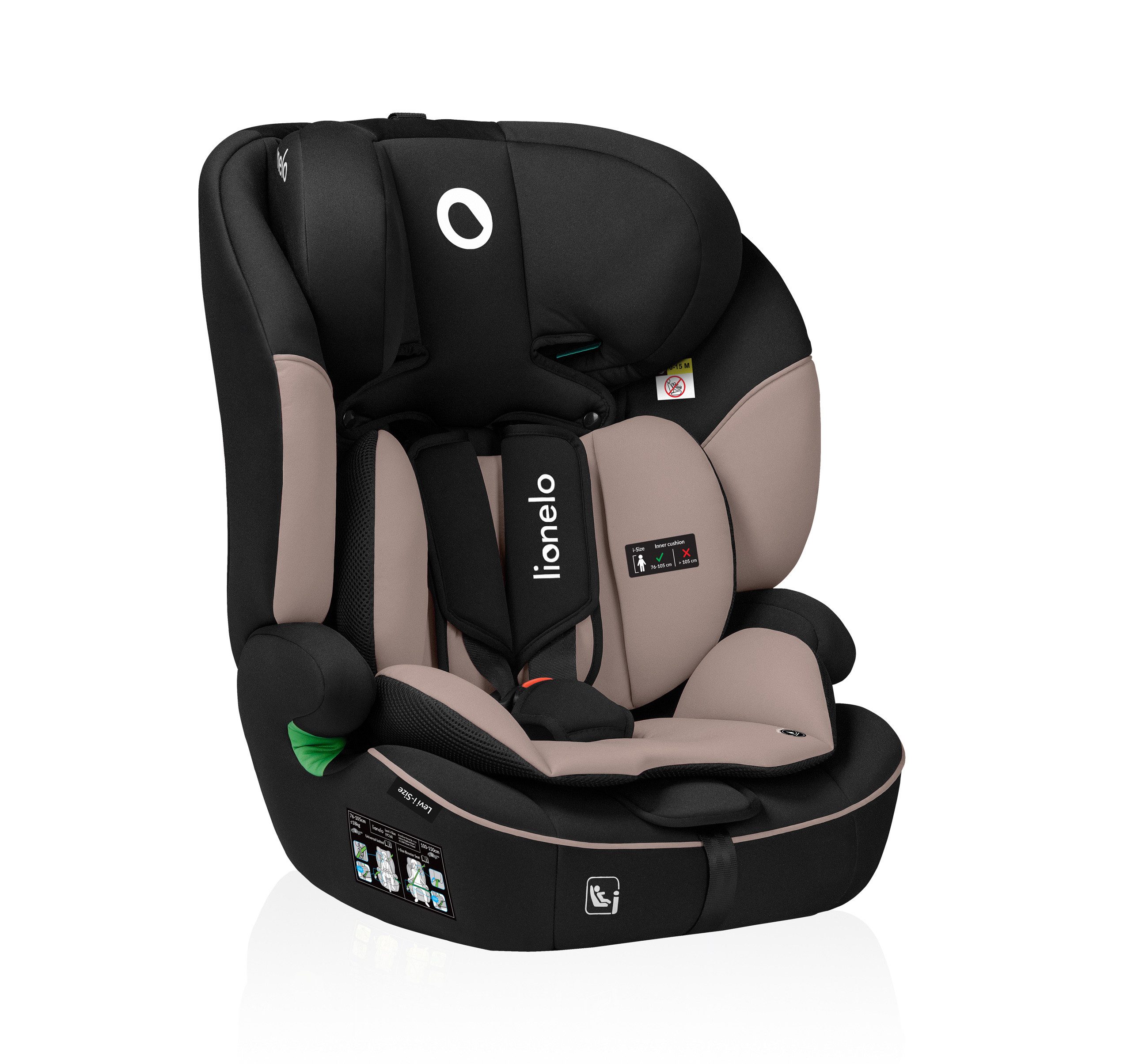 lionelo Autokindersitz LEVI I-SIZE, ab: 15 Monaten, bis: 12 Jahre, (Set), i-Size / Universell passend, passt in alle Autos