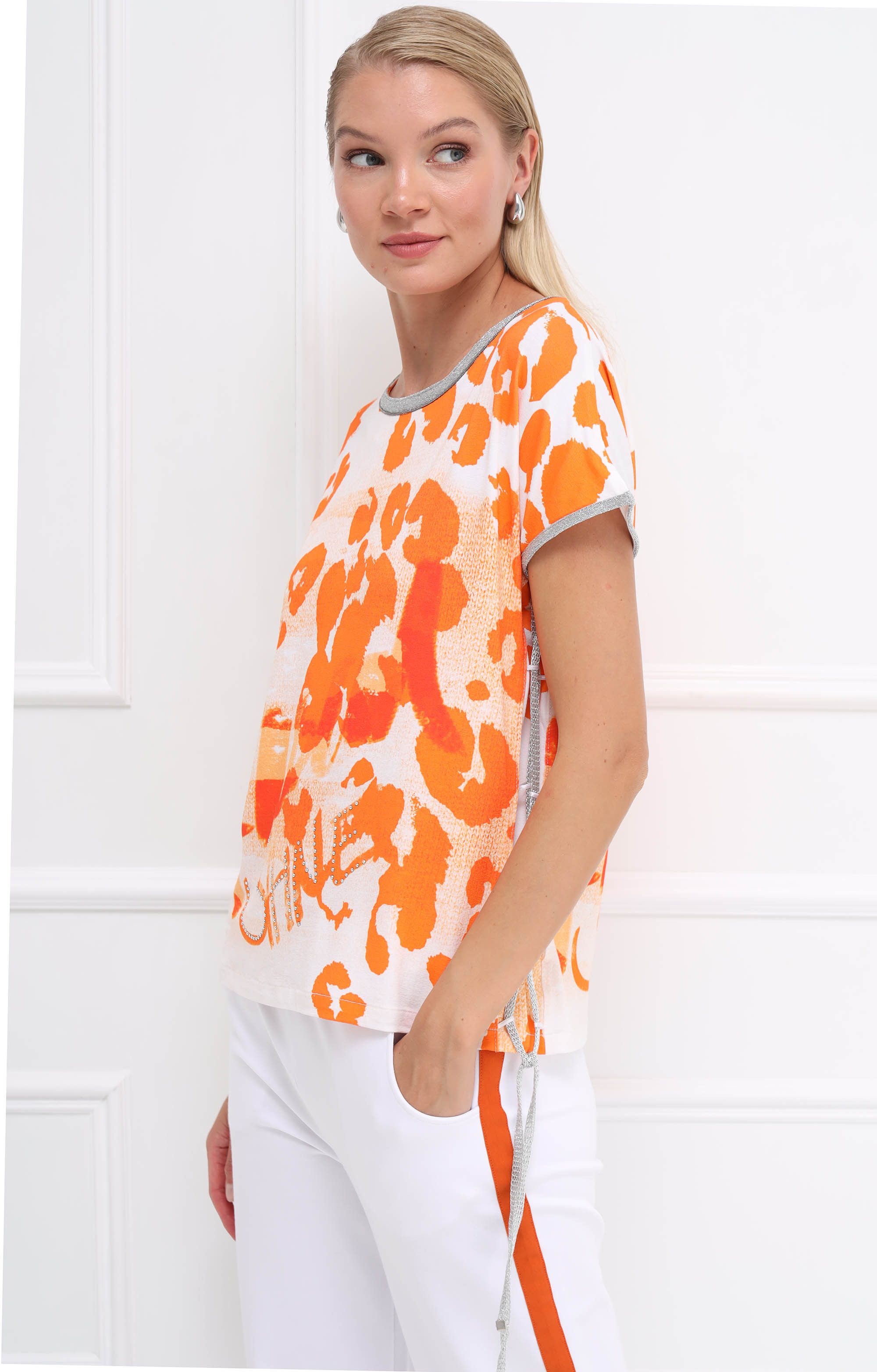 Passioni T-Shirt mit Leoprint und Glitzer Details günstig online kaufen