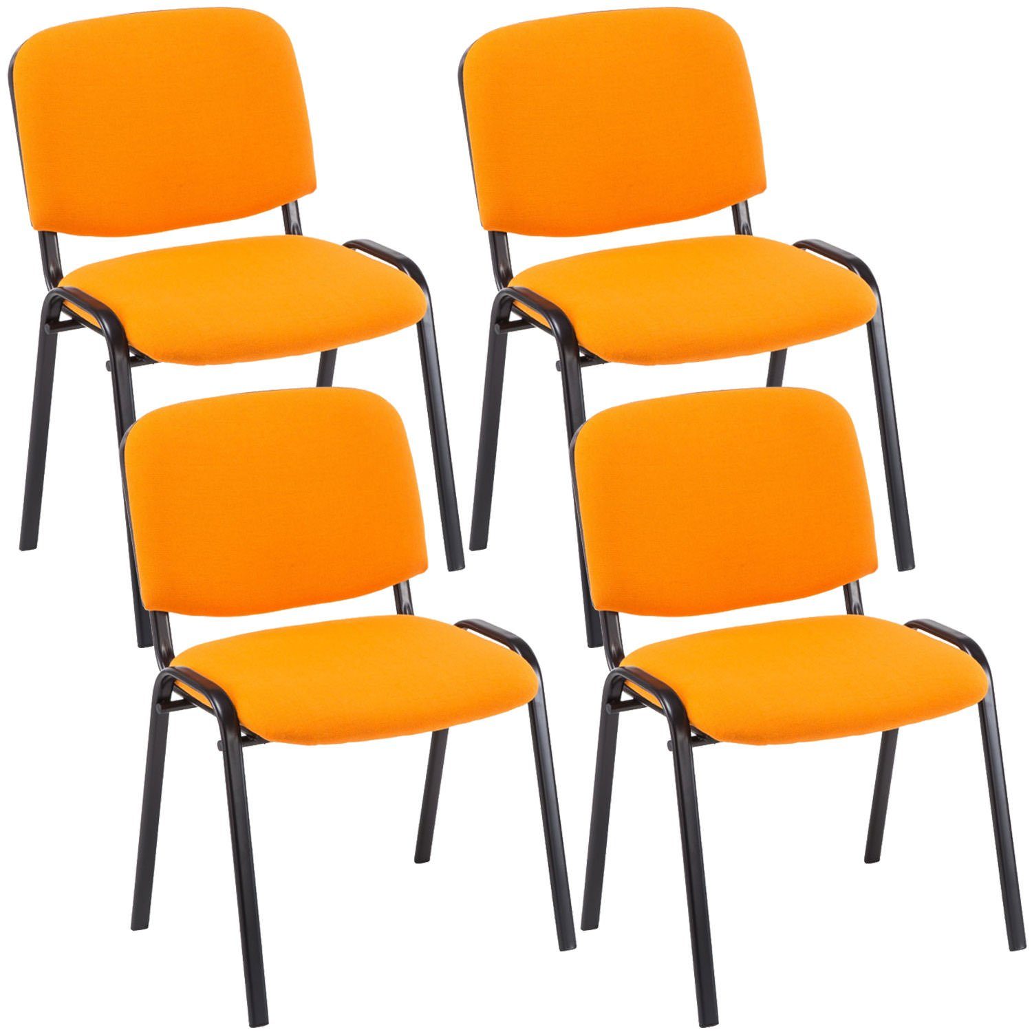 TPFLiving Besucherstuhl Keen mit hochwertiger Polsterung - Konferenzstuhl (Besprechungsstuhl - Warteraumstuhl - Messestuhl, 4 St), Gestell: Metall schwarz - Sitzfläche: Stoff orange