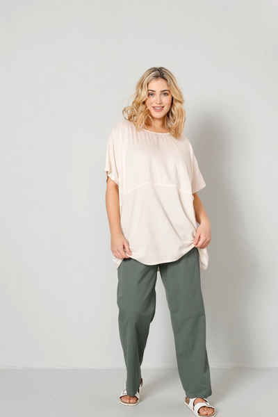 Janet & Joyce Druckbluse Bluse oversized Materialmix Rundhals