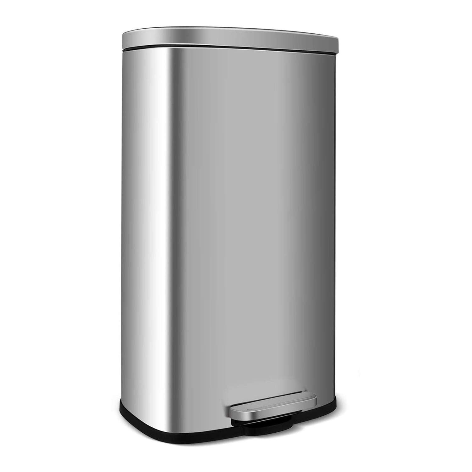 TLGREEN Mülleimer 30 L aus Edelstahl mit 1/2 herausnehmbaren Inneneimern, Abfalleimer mit Soft-Close-Deckel für Küche und kleine Familien