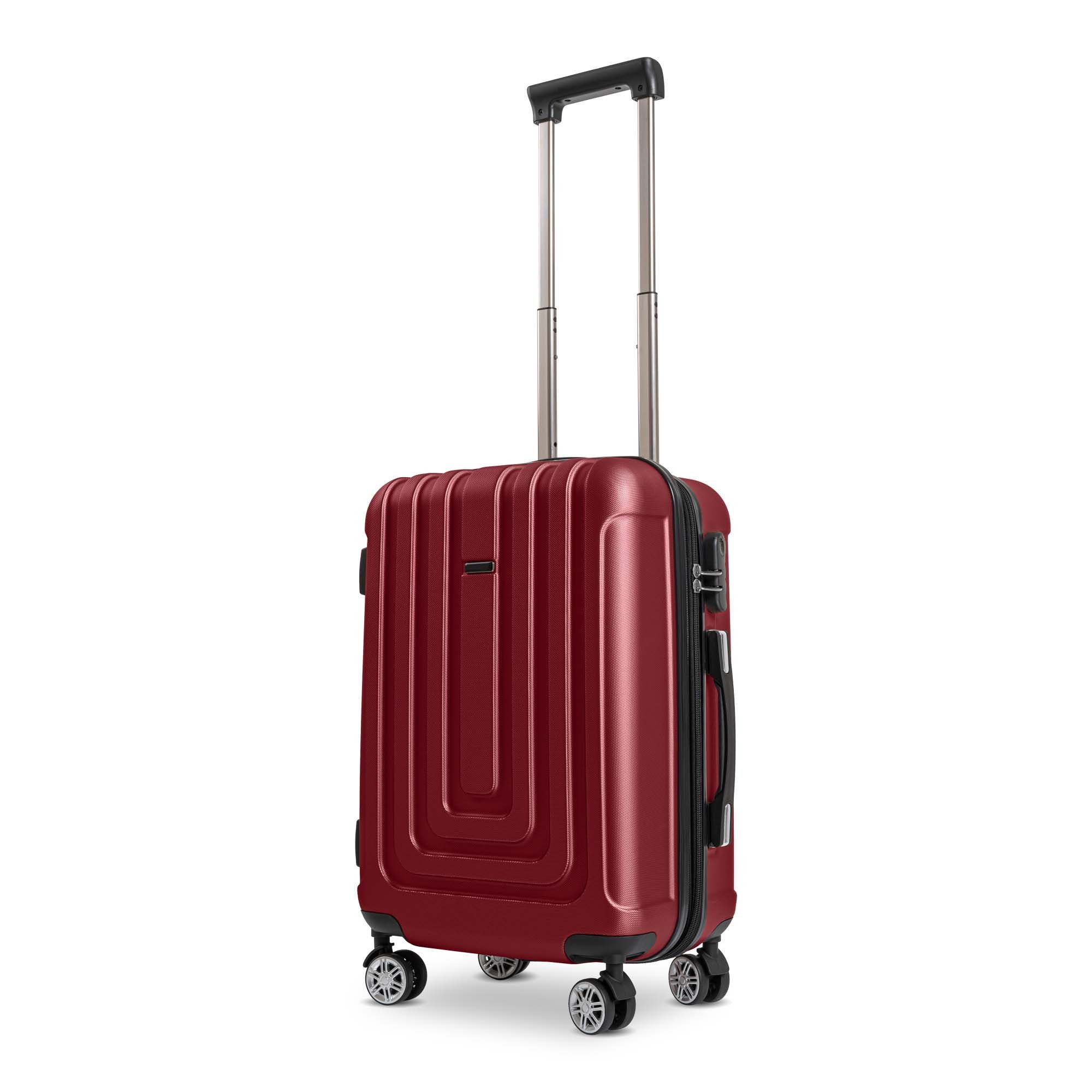 Sparsando Hartschalen-Trolley Hartschalen-Trolley 50cm Handgepäck Reisetrolley TSA Nummern-Schloss, 4 x 360° Zwillings - Rollen, Handgepäck, Kabinenkoffer, Hartschalenkoffer, Kabinentrolley, Bordeaux