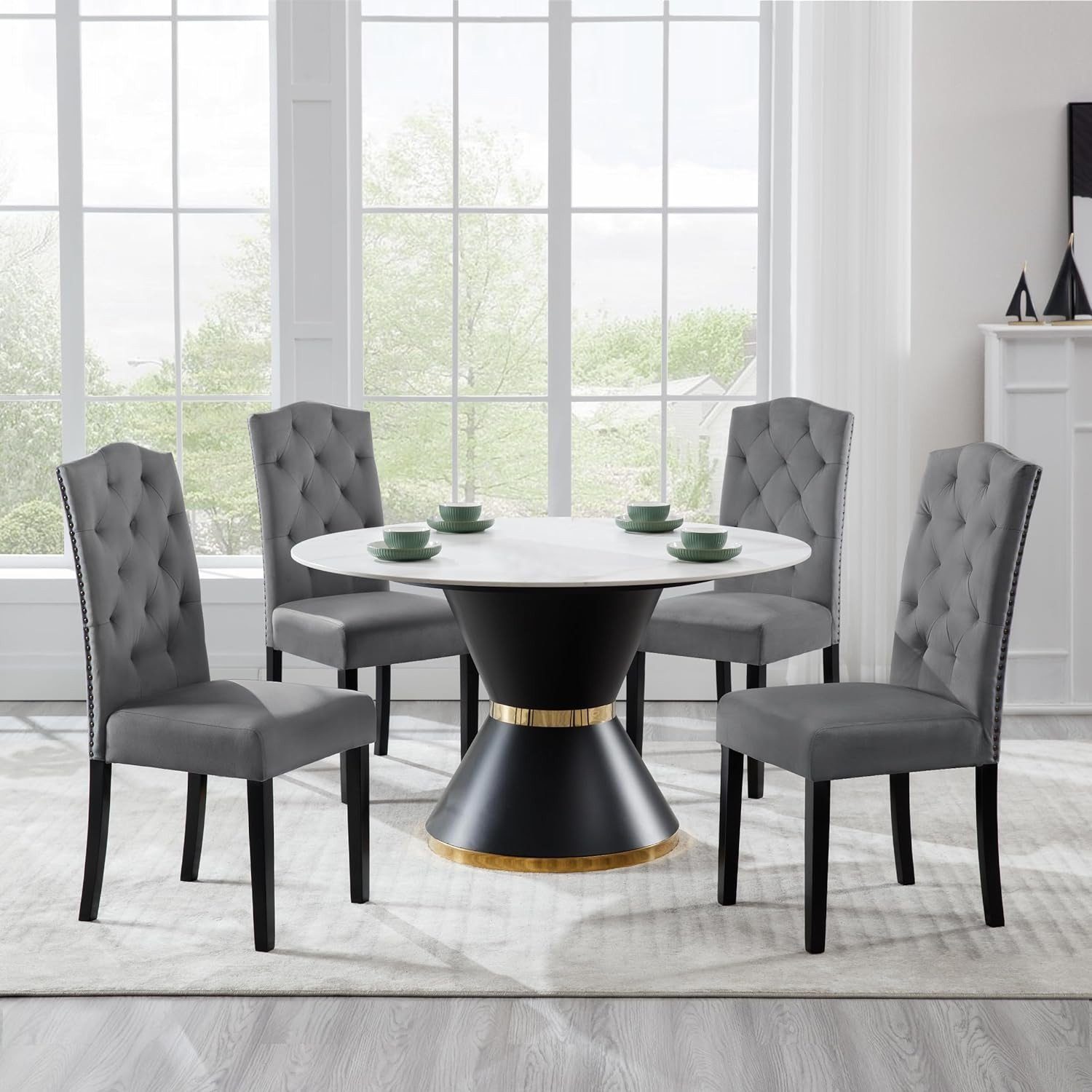 EUGAD Esszimmerstuhl (2 St), Polsterstuhl mit Massivholzbeine günstig online kaufen