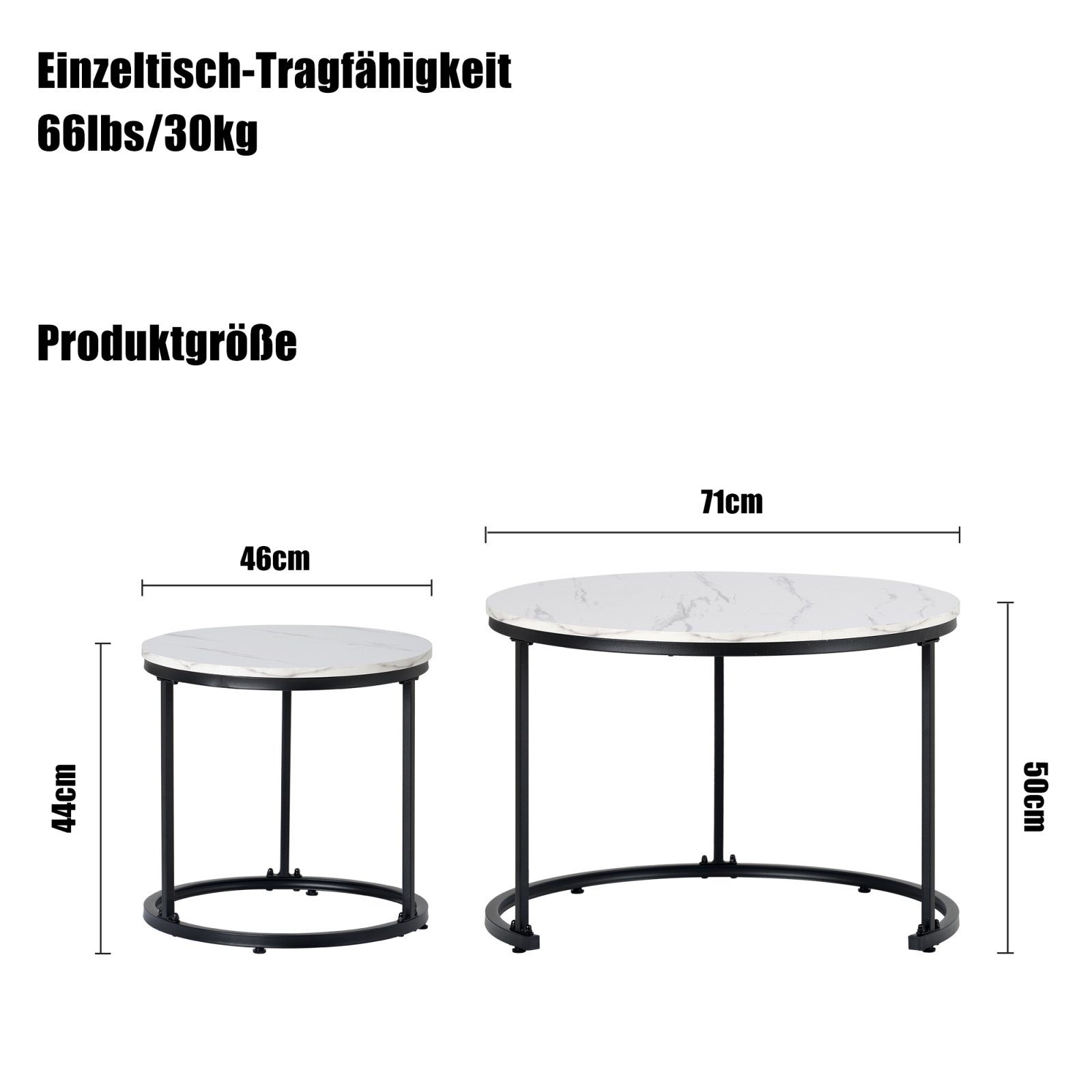 Weiß Couchtisch Couchtisch Kaffeetische Beistelltisch, Geschachtelter Marmor Couchtisch Satztisch Runder SEEZSSA 2 Wohnzimmer