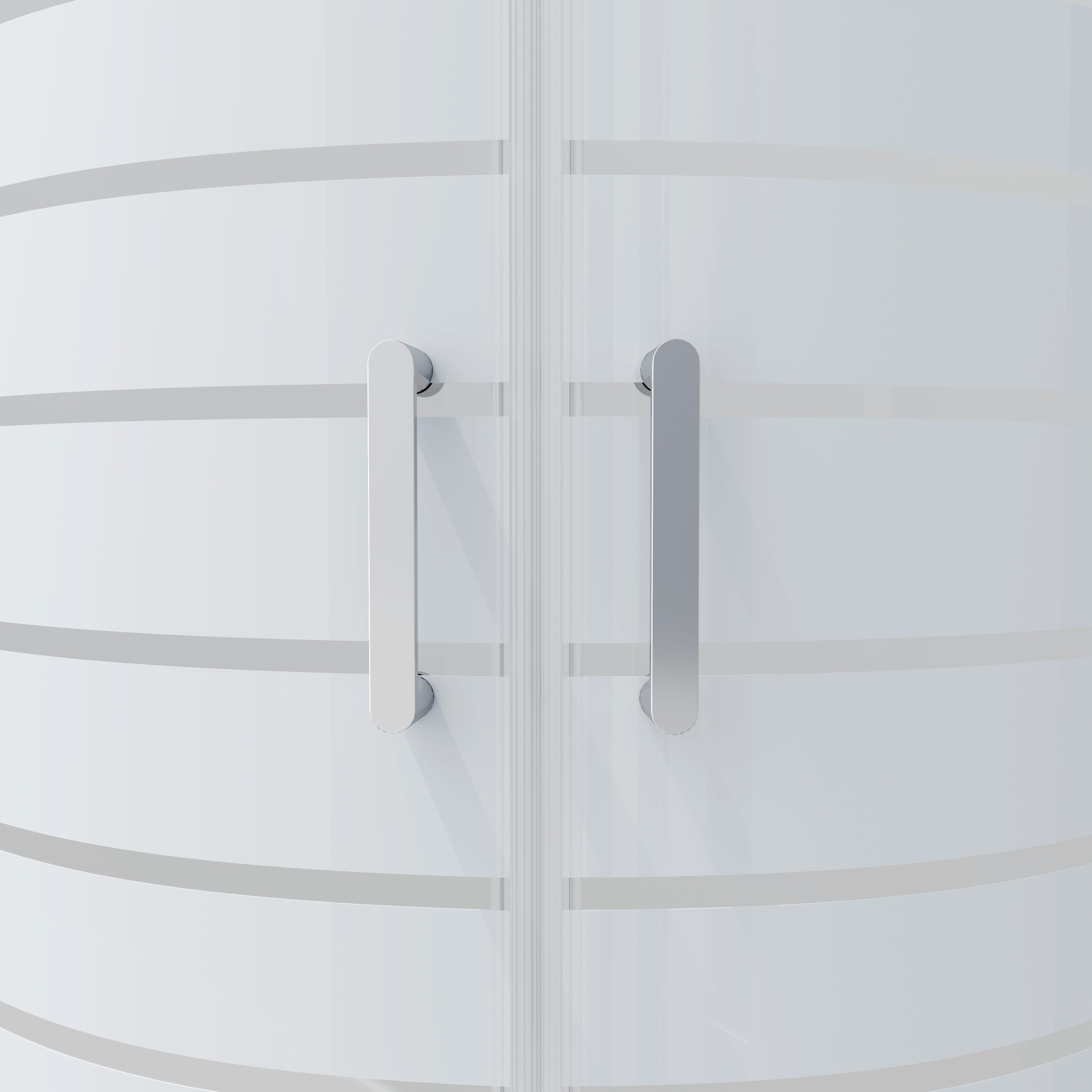 welltime Runddusche New Trento mit Streifendekor, BxT: 90x90 cm, Einscheibensicherheitsglas, Extrahohe 195cm, 6mm ESG, verbessertes Rollensystem, Streifendekor – Bild 4 von 5