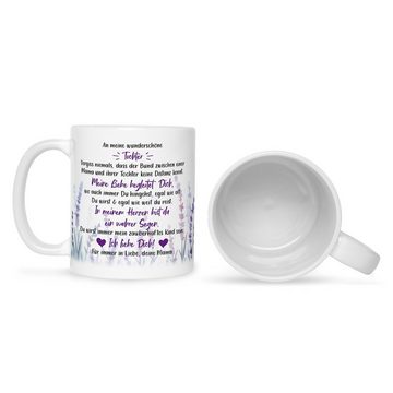 GRAVURZEILE Tasse mit Spruch - von Mama für die Tochter, Keramik, Farbe: Weiß